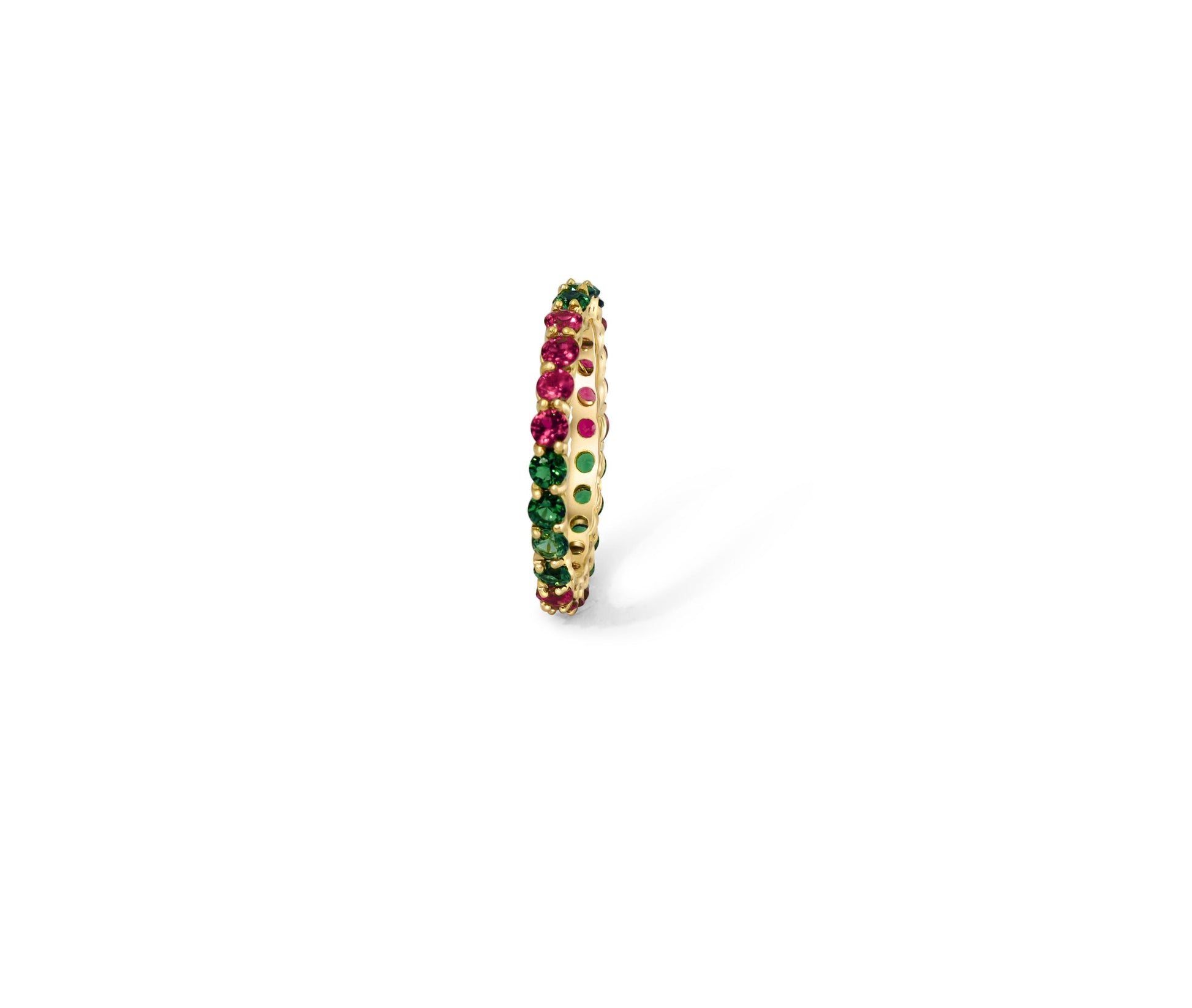 Multicolor gemstones eternity 14k gold ring band