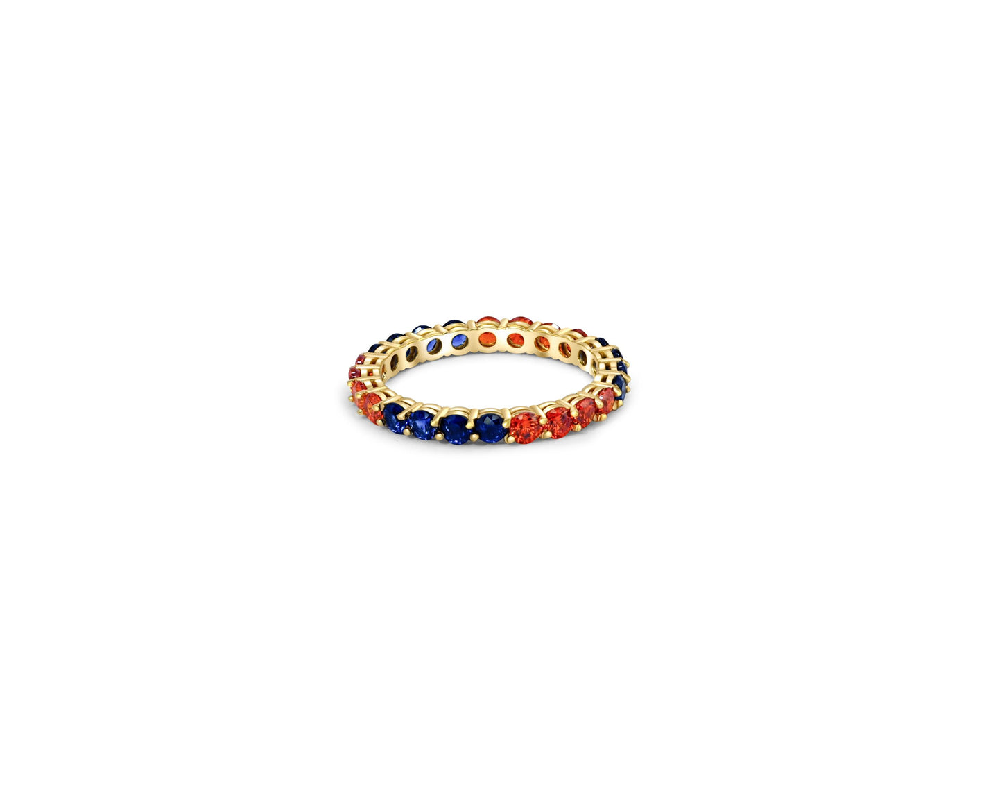 Multicolor gemstones eternity 14k gold ring band