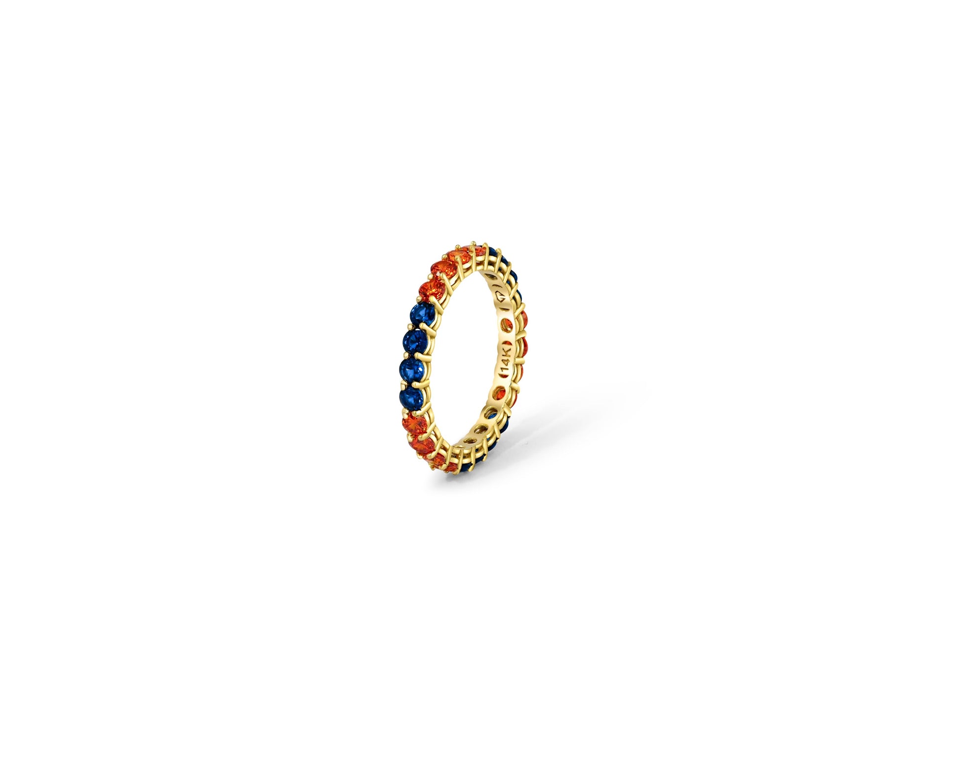 Multicolor gemstones eternity 14k gold ring band