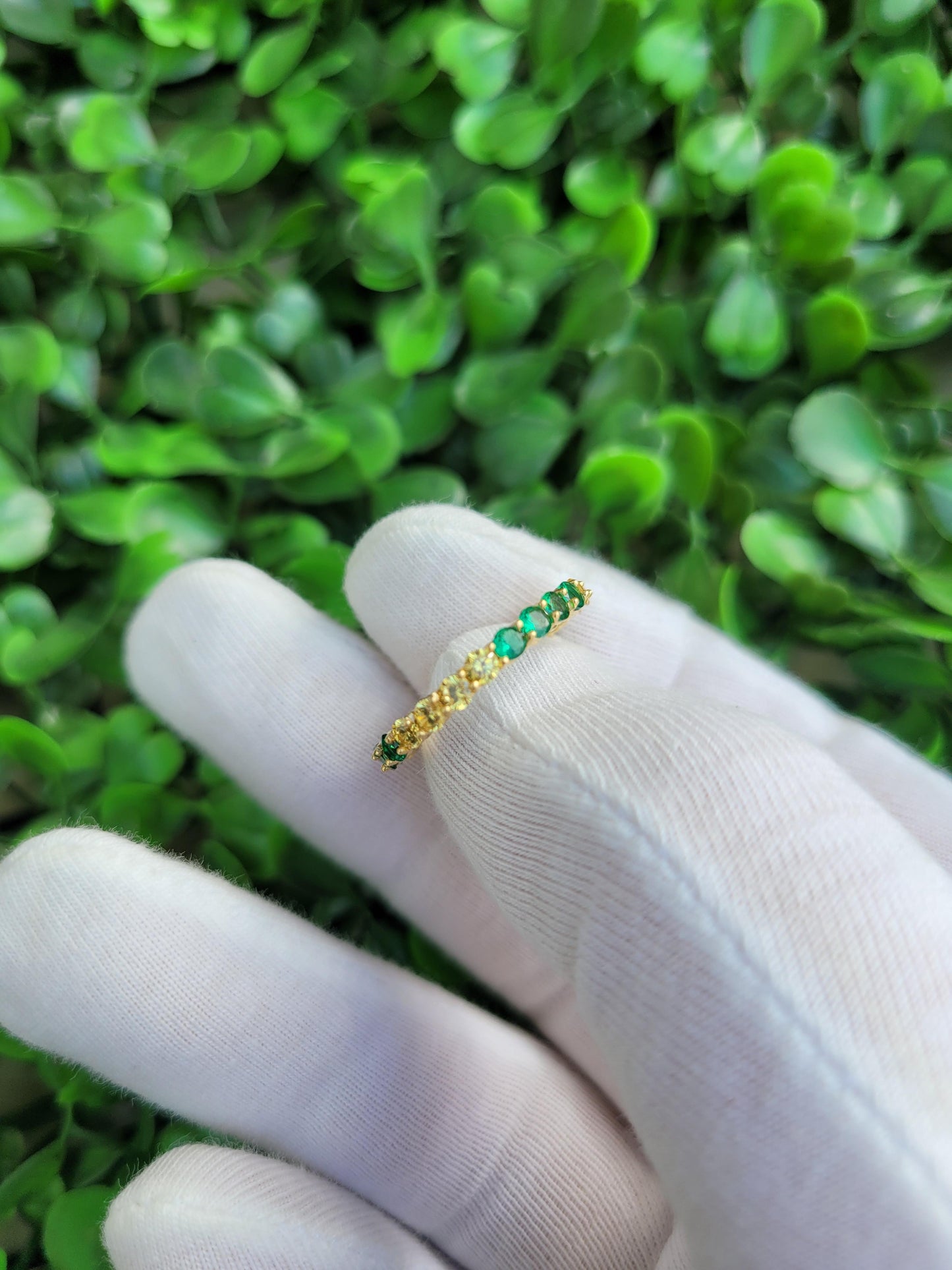 Multicolor gemstones eternity 14k gold ring band