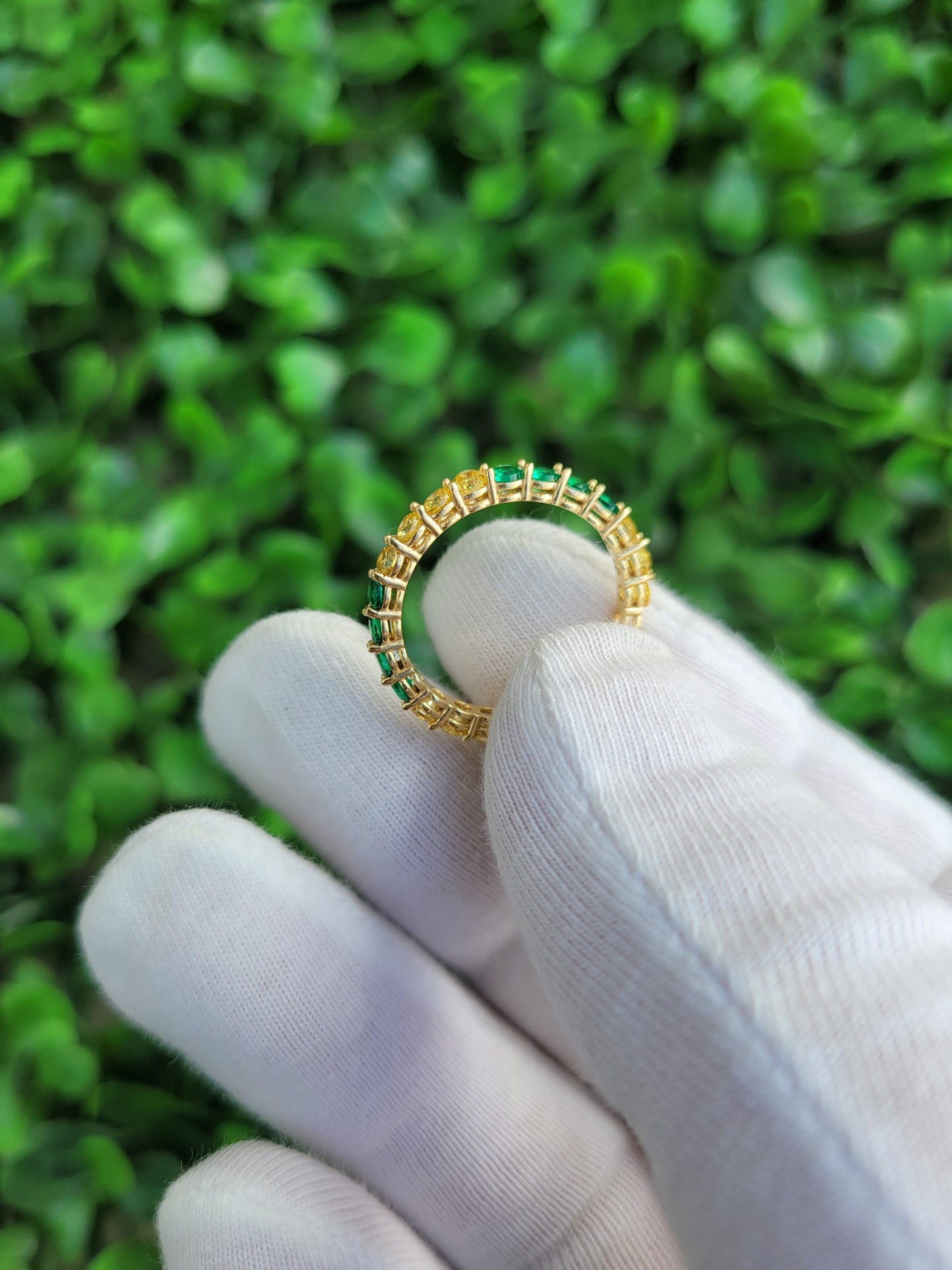 Multicolor gemstones eternity 14k gold ring band