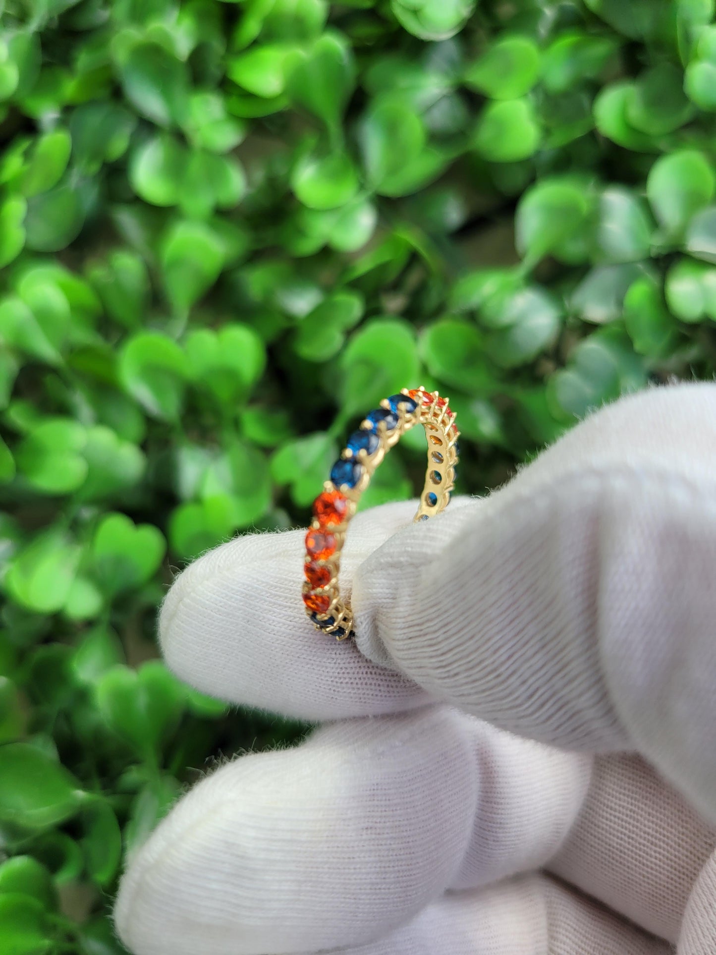 Multicolor gemstones eternity 14k gold ring band