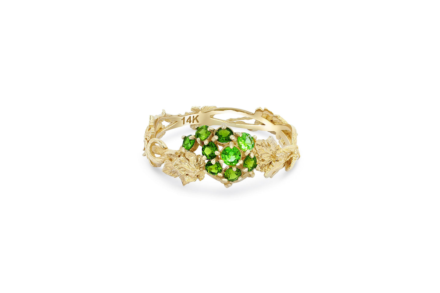 Grape leaves ring in 14k gold