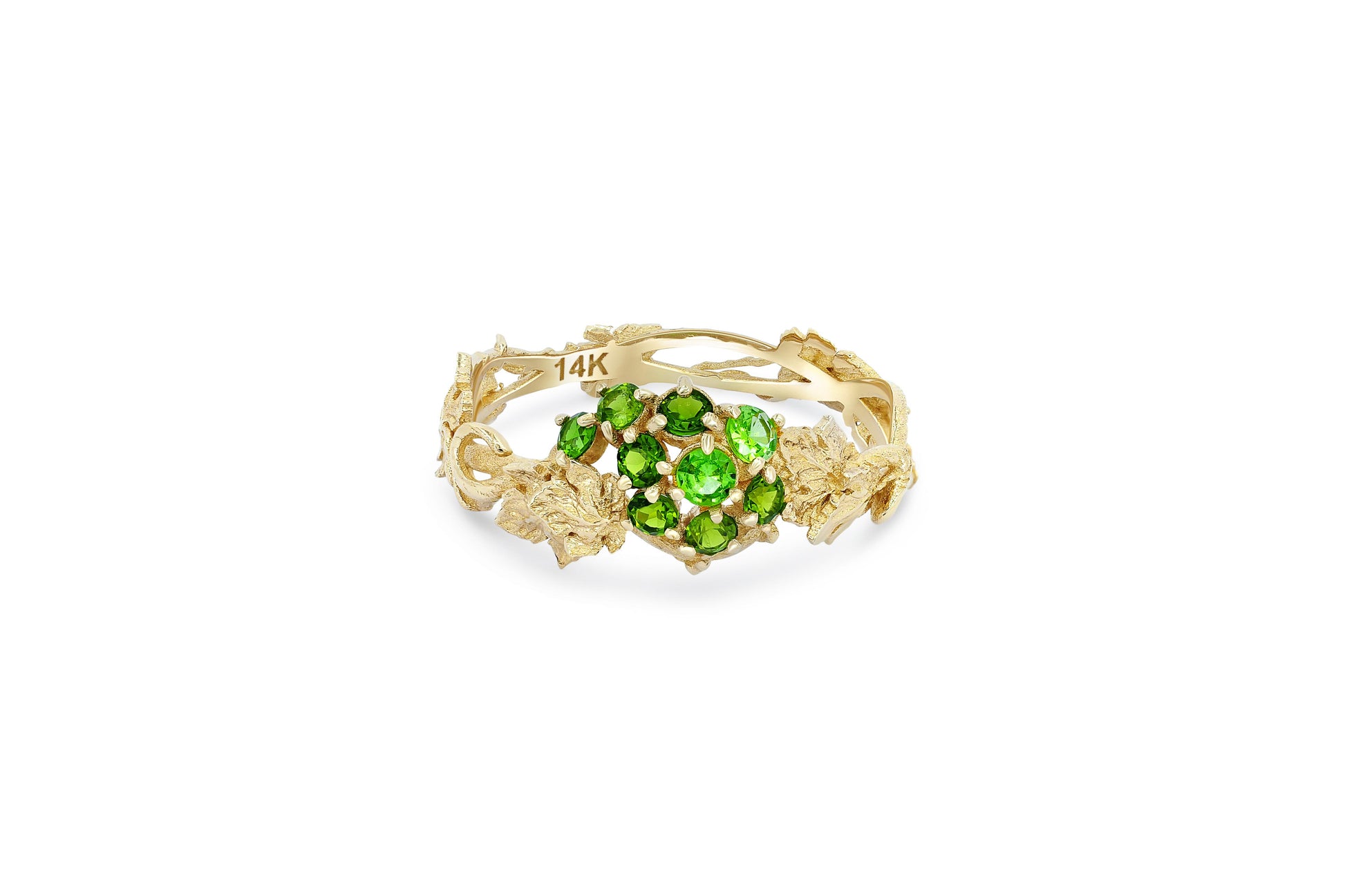 Grape leaves ring in 14k gold