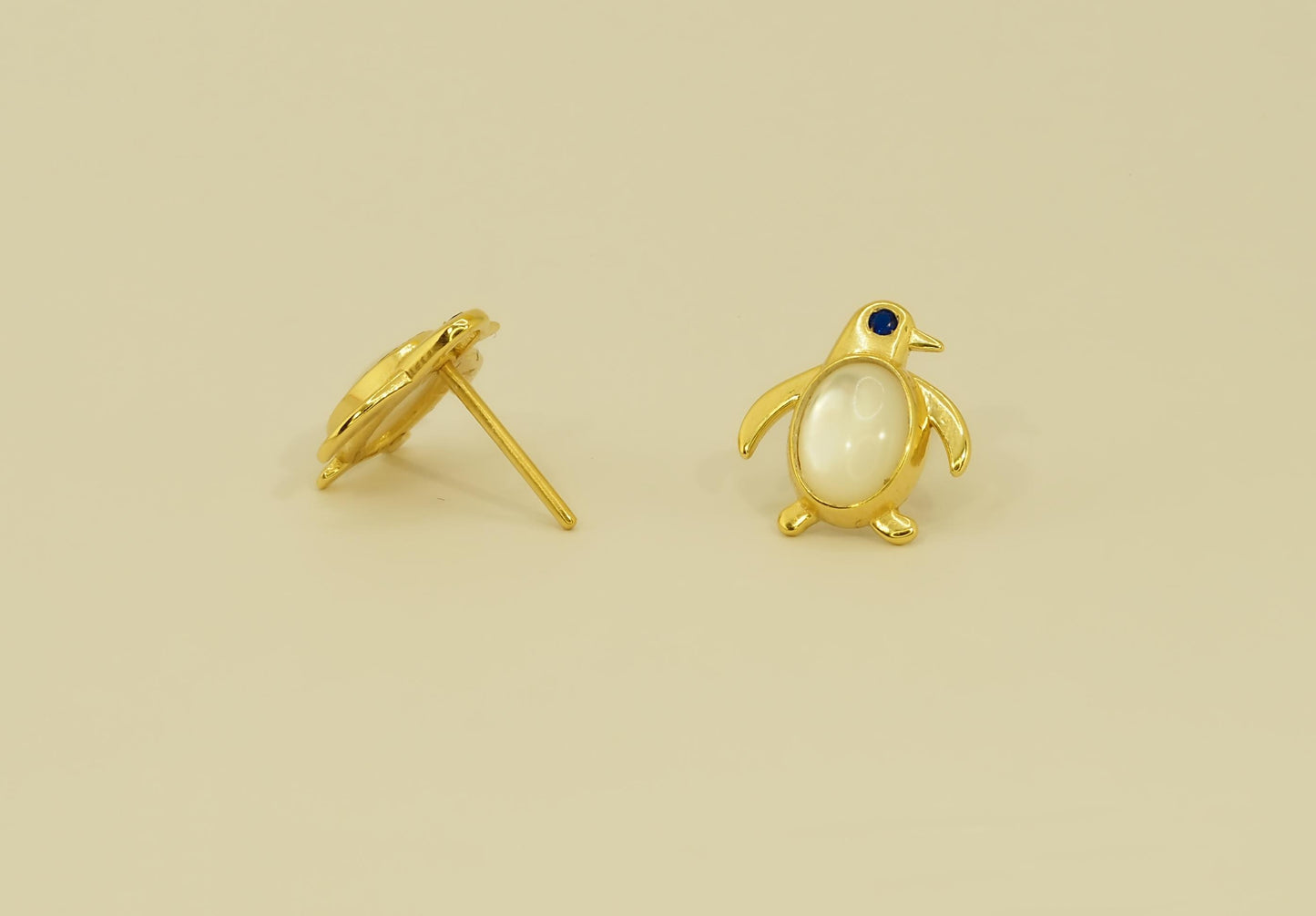 Pinguin 14k gold earrings studs