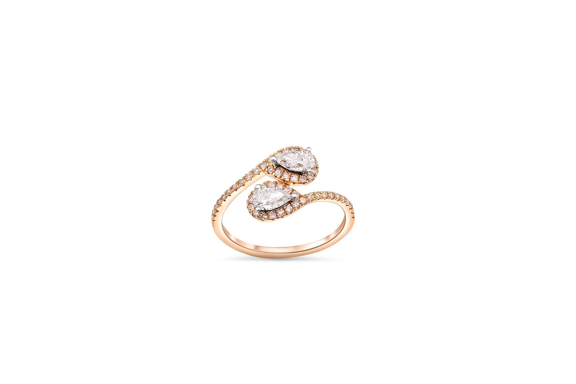 Double Moissanite Unique 14k gold Ring