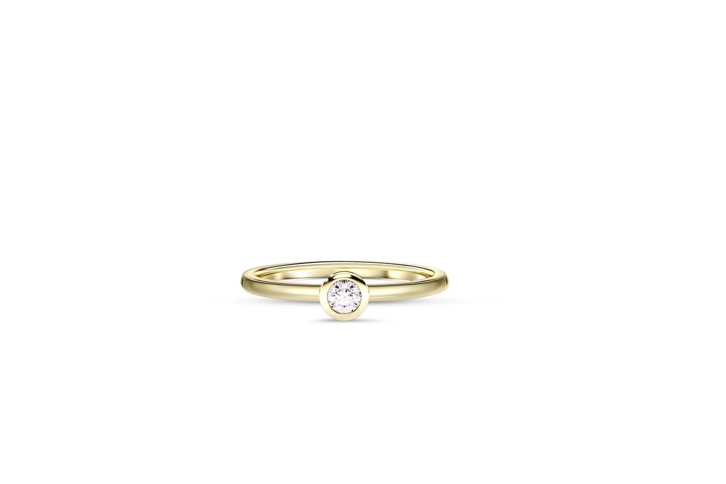 Bezel Set Round-Cut Moissanite Engagement Ring in 14k Gold