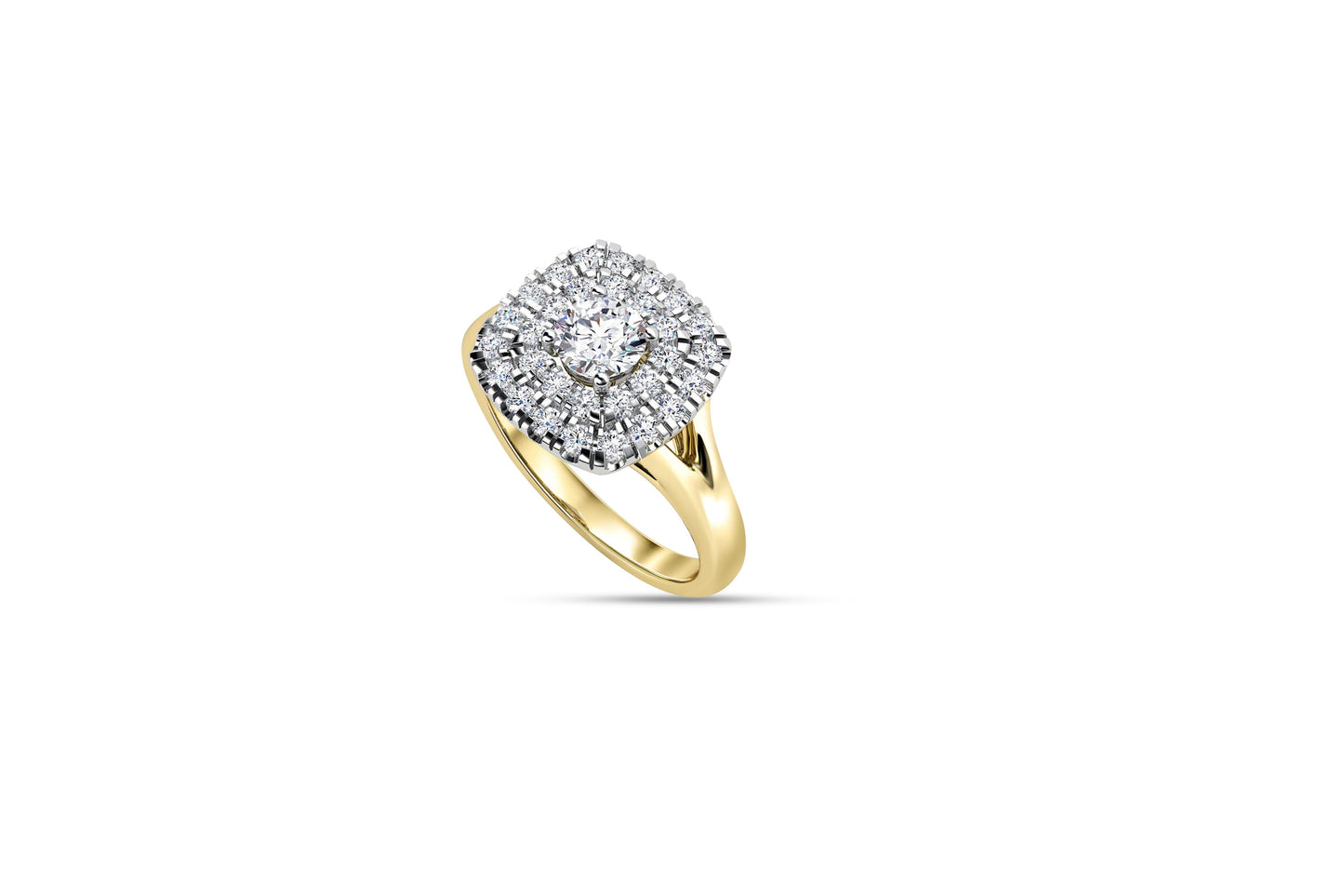 Double Halo Cathedral Set moissanite 14k gold ring