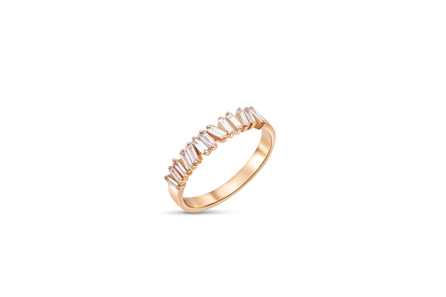 Baguette Row Wedding 14k gold ring