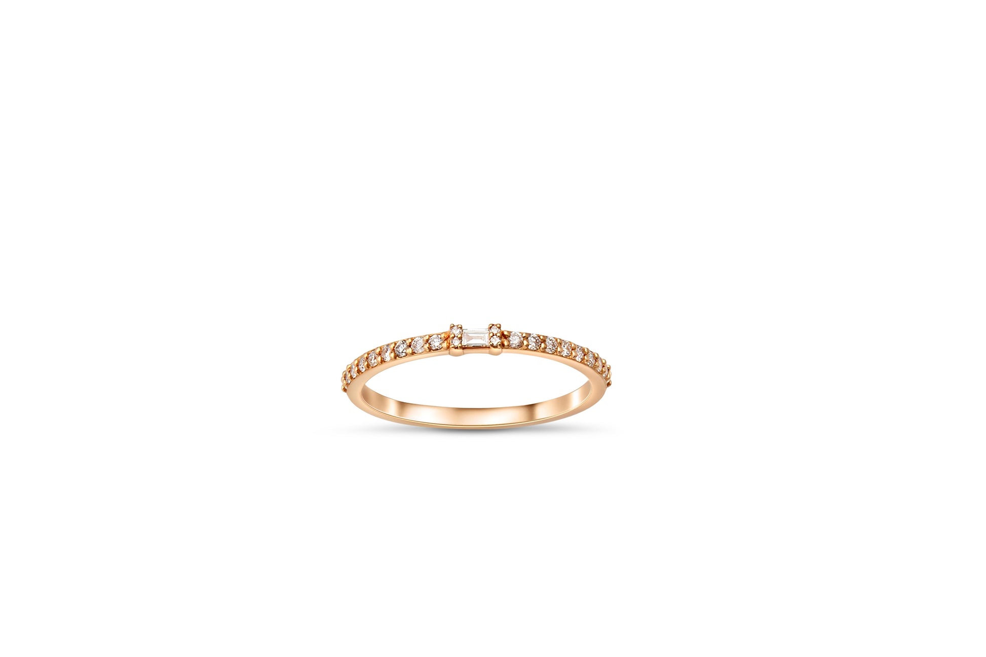 Baguette Wedding 14k gold ring