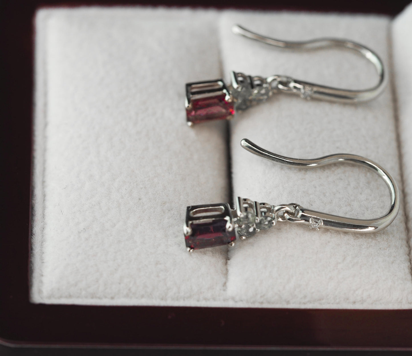 Garnet, tourmaline 14k gold earrings