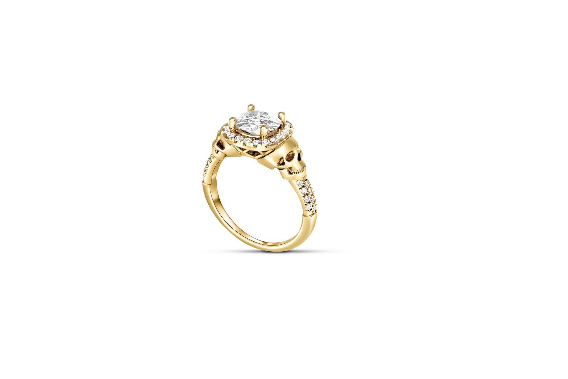 Moissanite Diamond Skull 14k gold ring