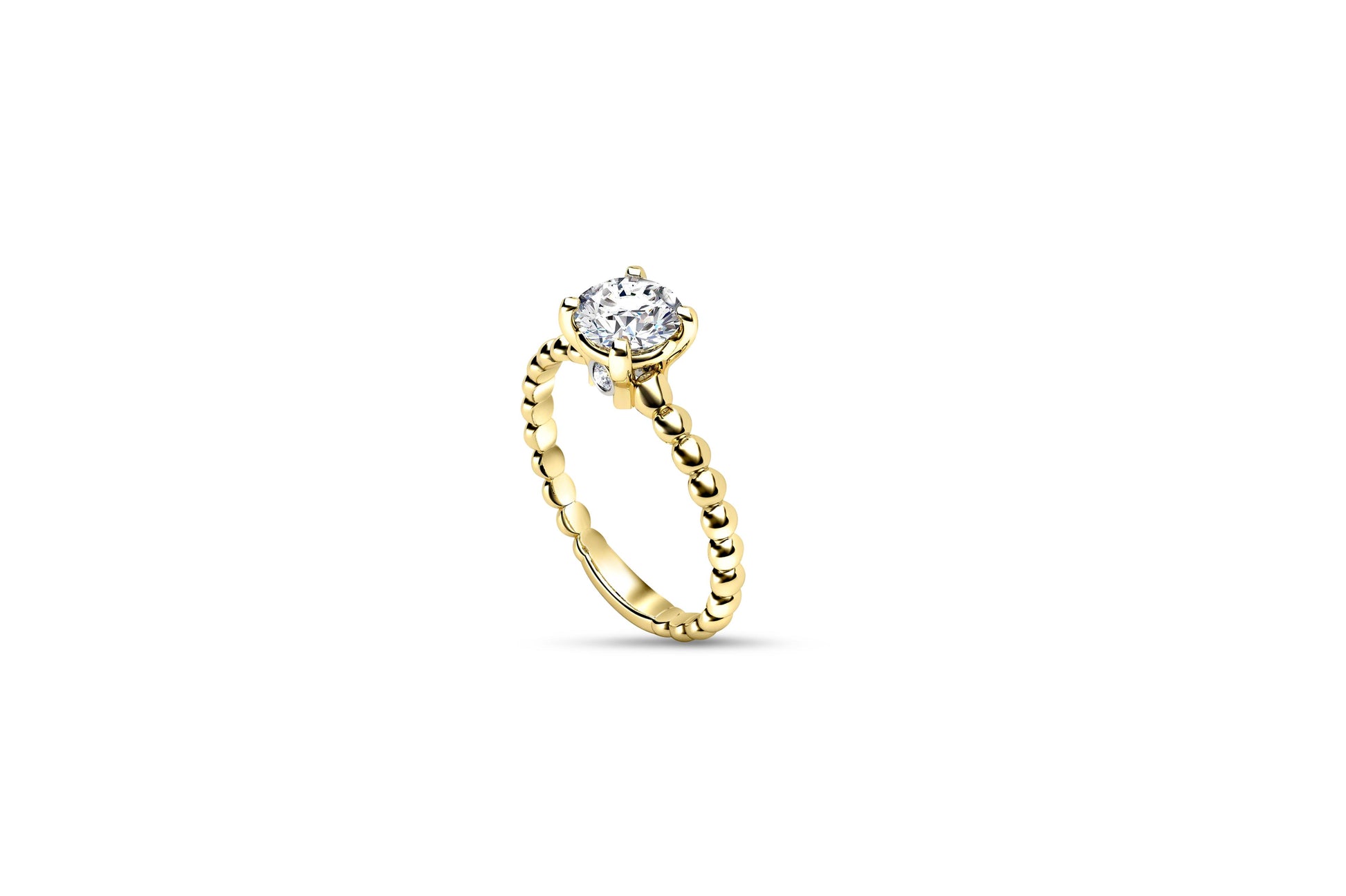 Bubble & Bead Solitaire Moissanite Engagement Ring 14k Gold