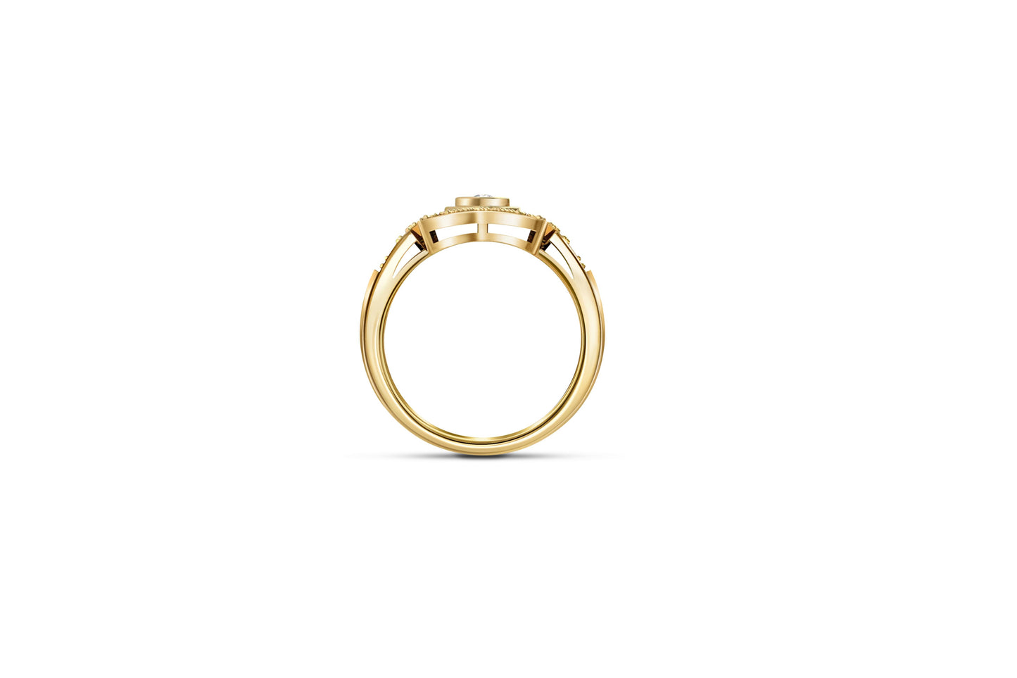 Art Deco Moissanite wedding 14k gold ring