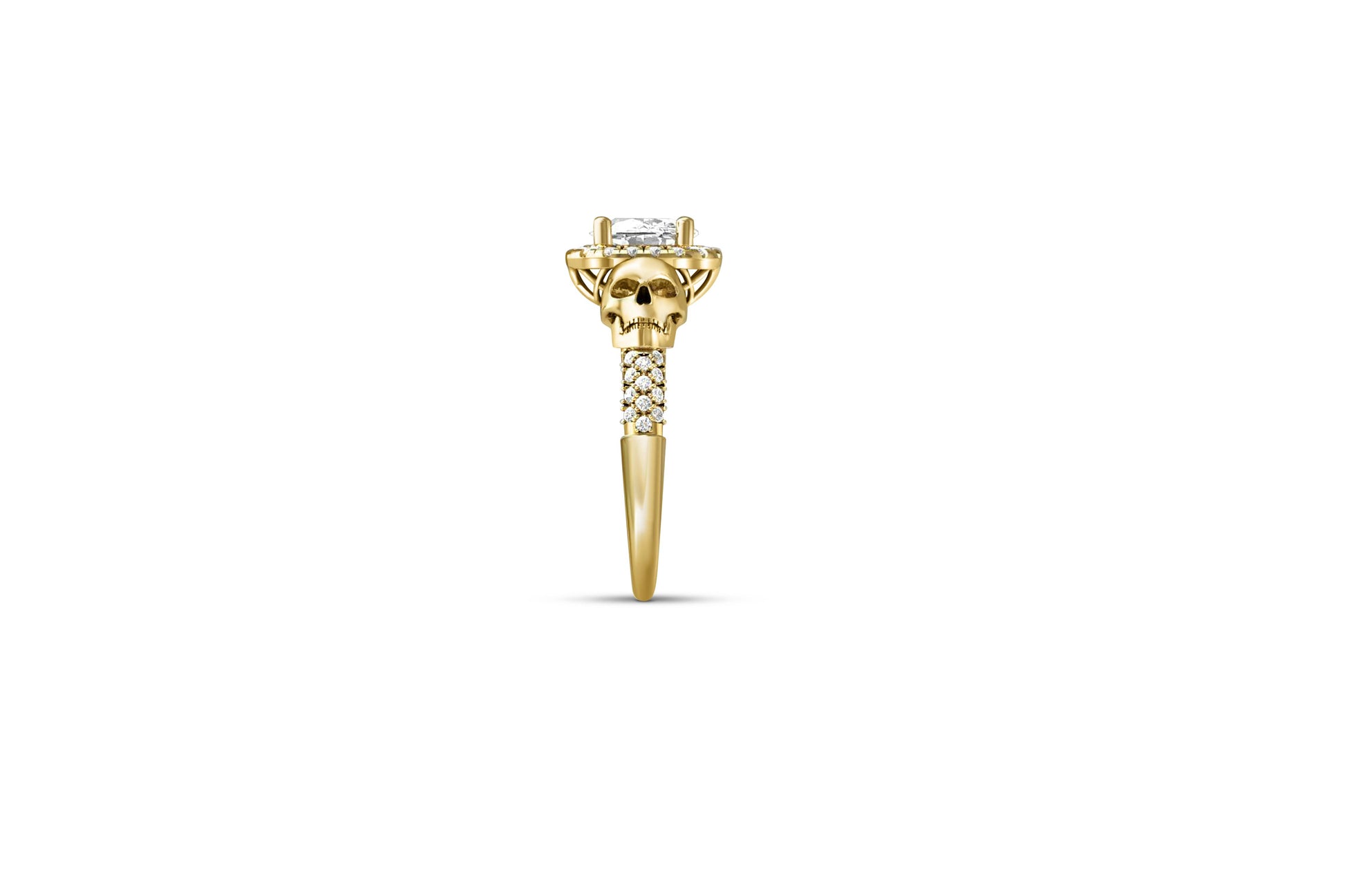 Moissanite Diamond Skull 14k gold ring