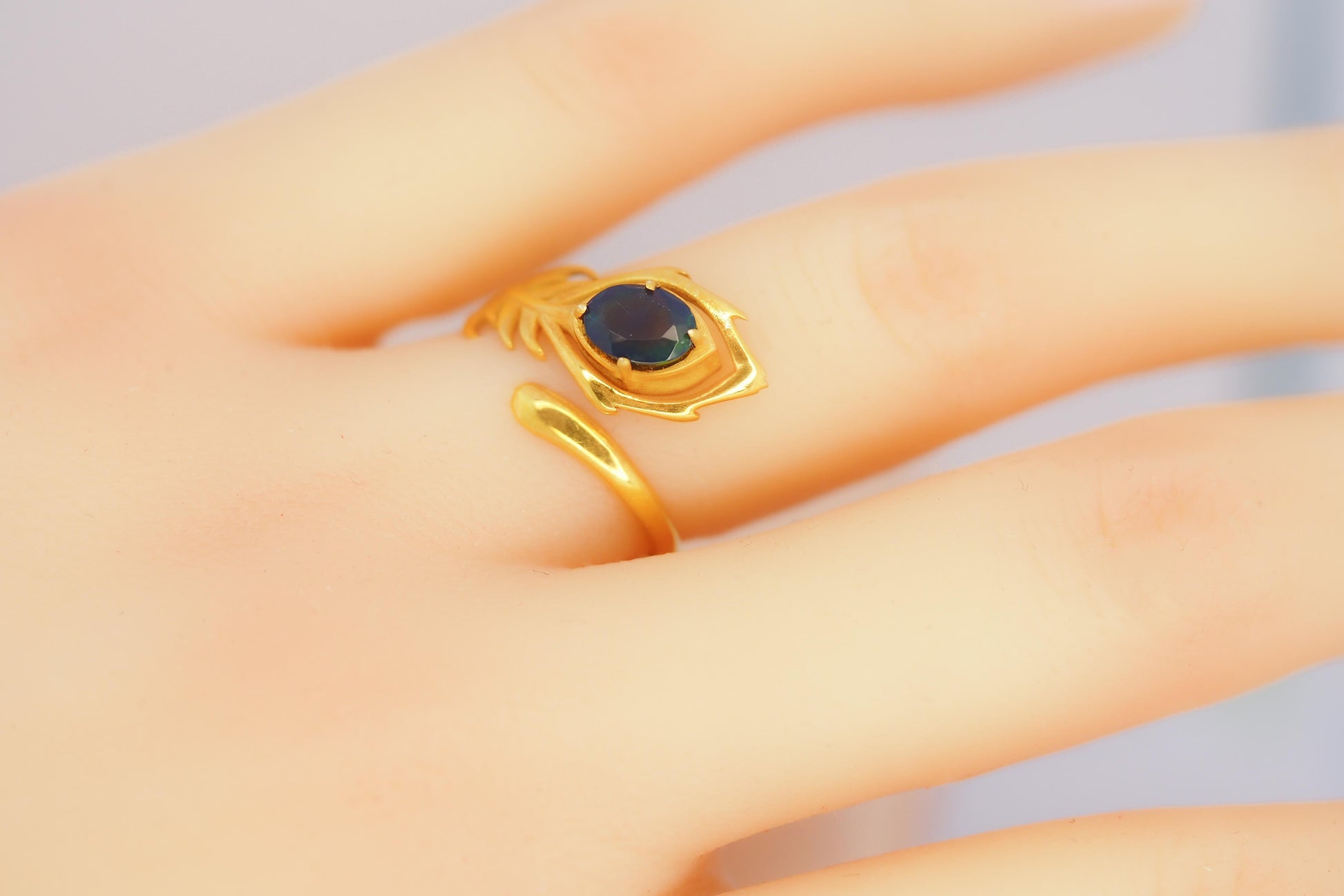 Peacock Feather Opal 14k gold ring