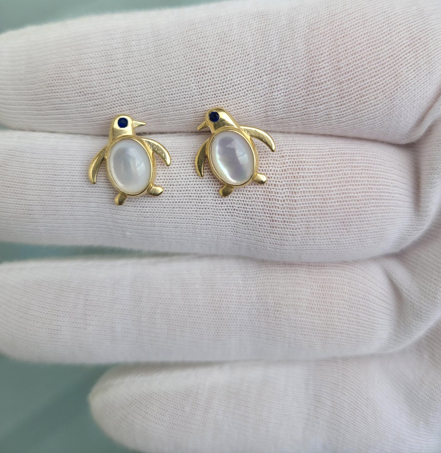 Pinguin 14k gold earrings studs