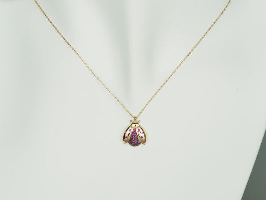 14k Gold Ladybug Necklace.