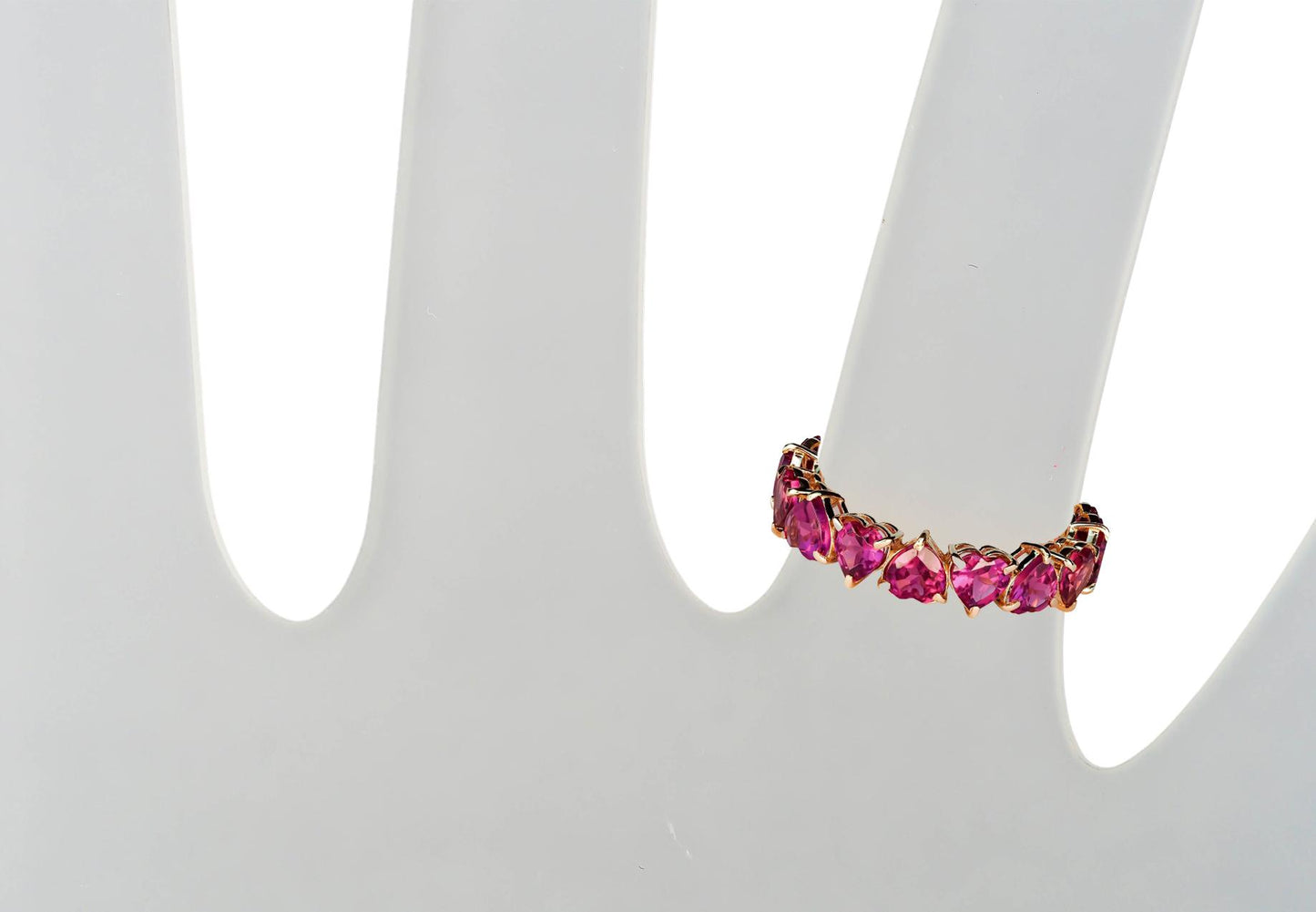 Heart garnet Eternity Ring in 14k gold