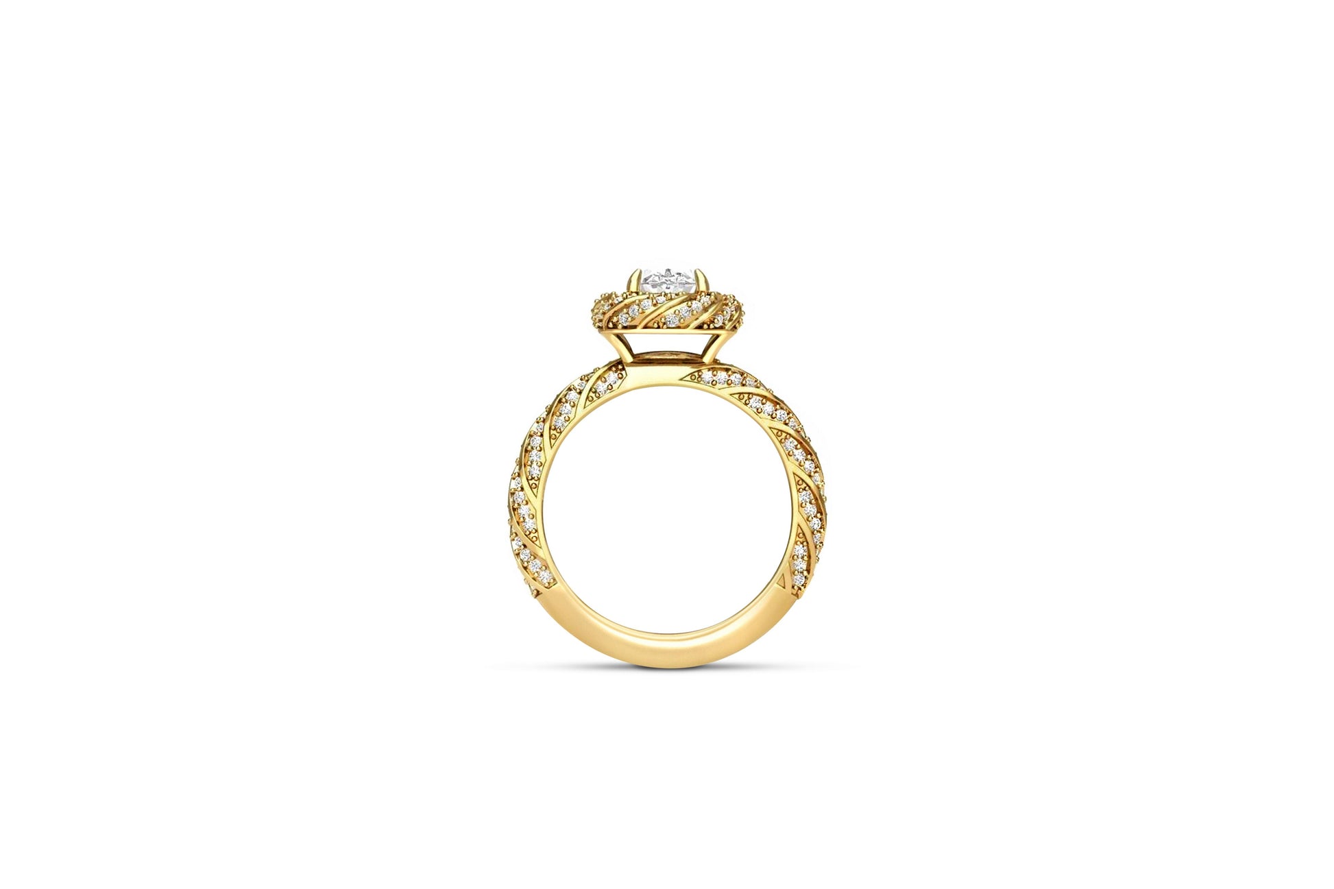 Oval moissanite halo Engagement 14k Gold Ring