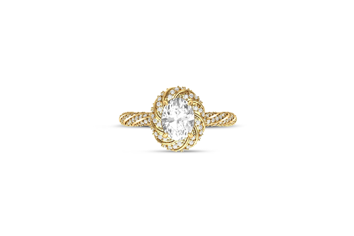 Oval moissanite halo Engagement 14k Gold Ring