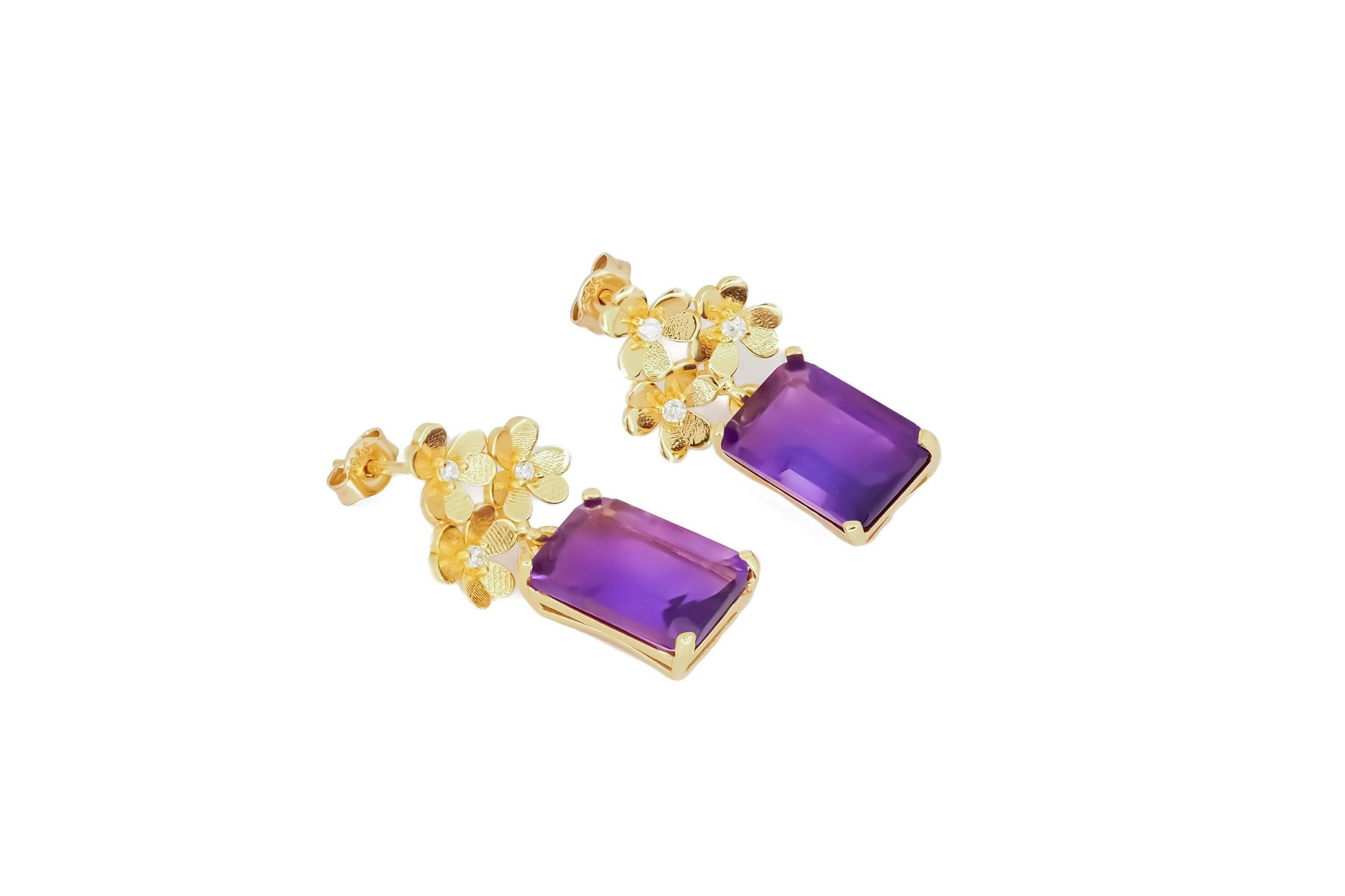 Amethyst 14k gold earrings studs