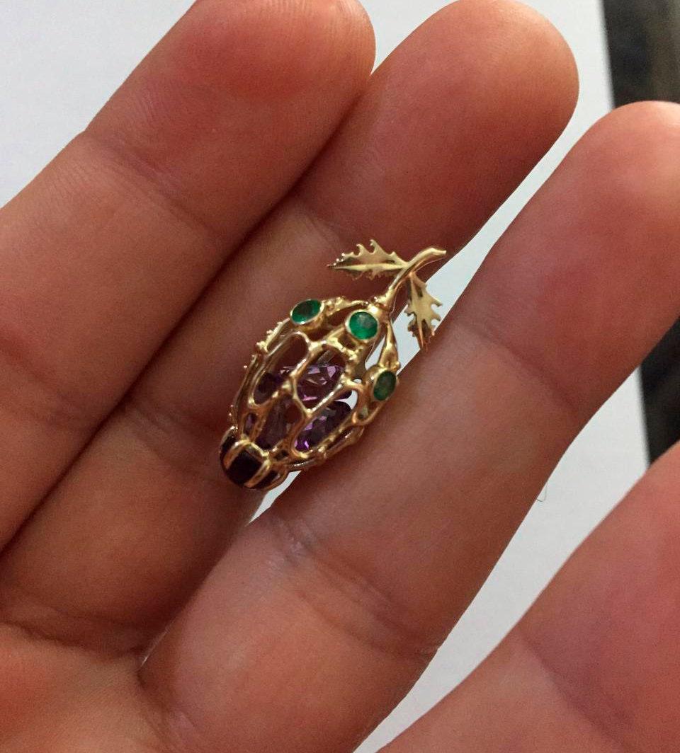 Amethyst Flower Bud Pendant in 14k gold