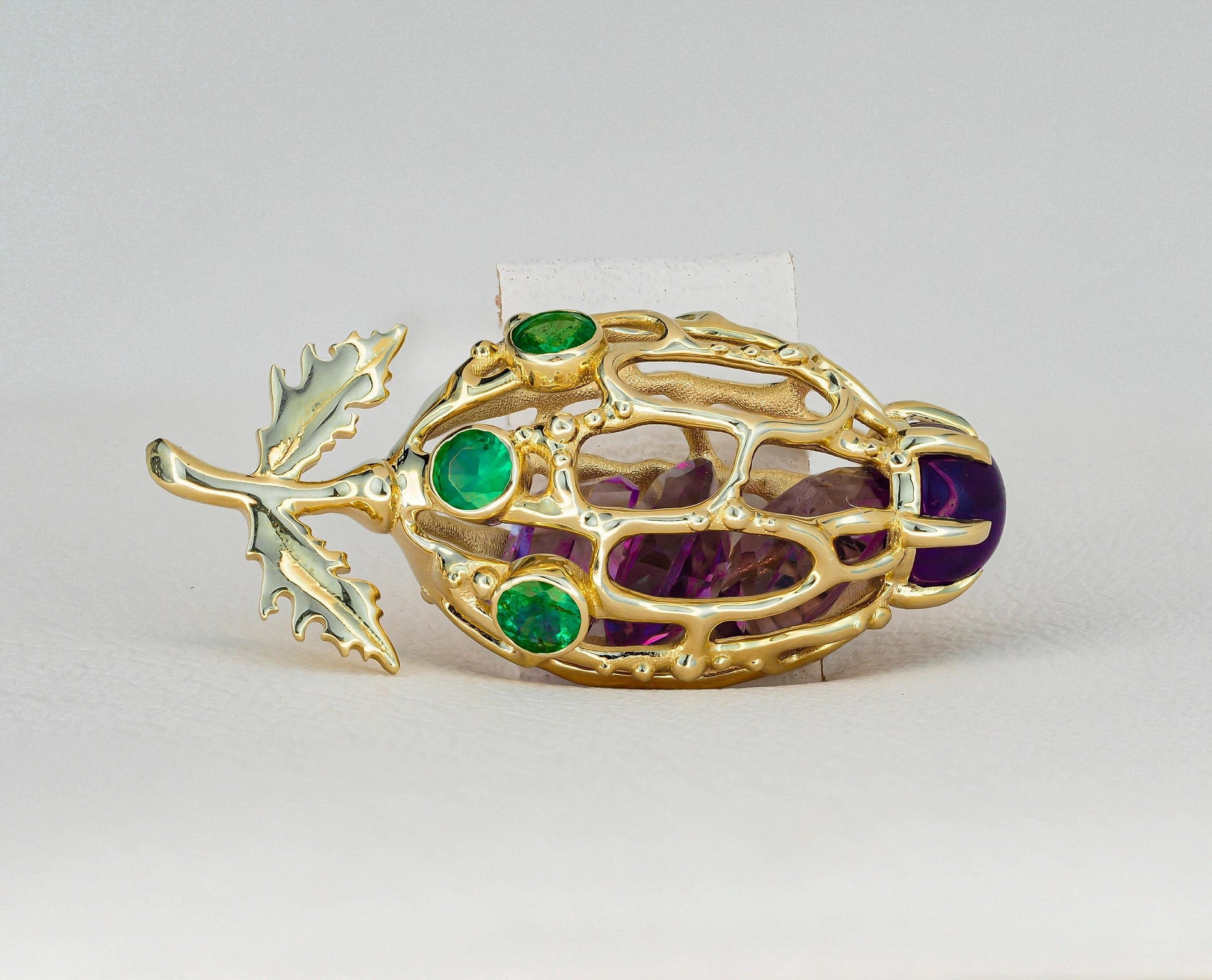 Amethyst Flower Bud Pendant in 14k gold