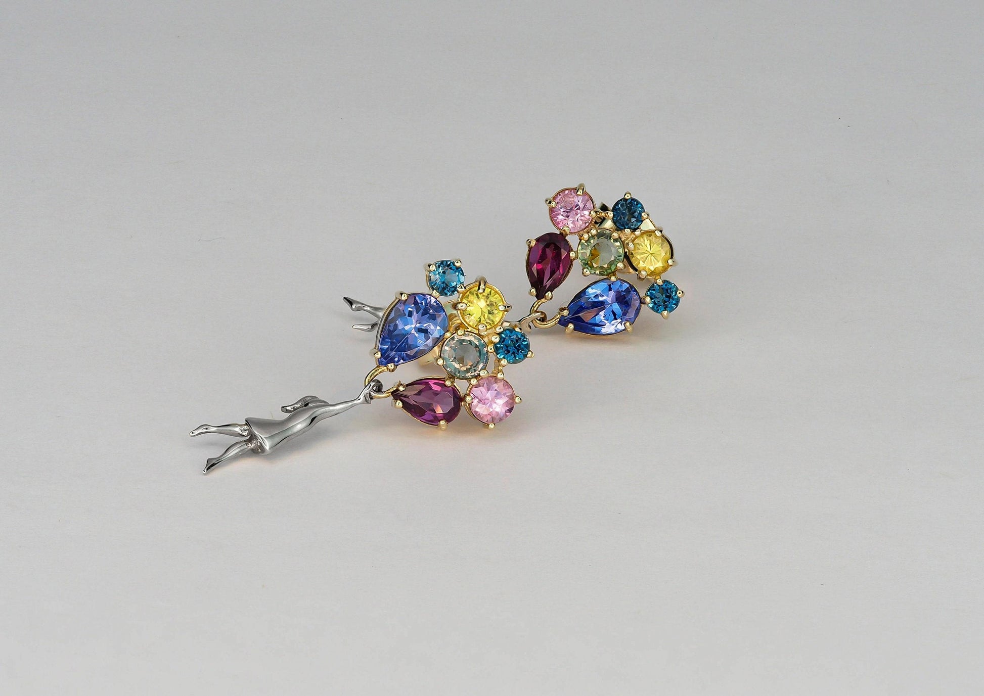 Girl with Balloons Earrings 14k gold studs earrings