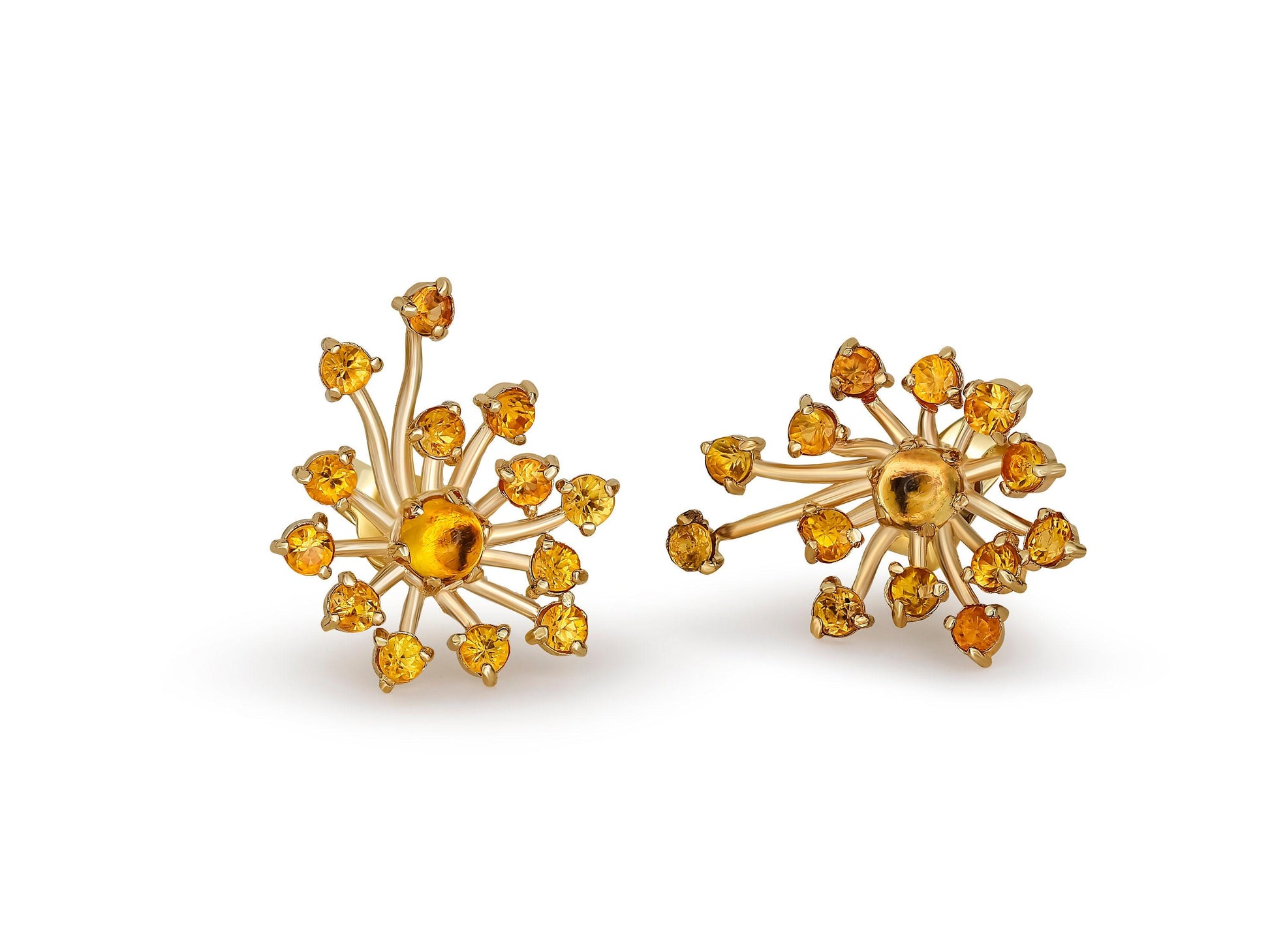 Dandelion 14k earrings Studs with sapphires