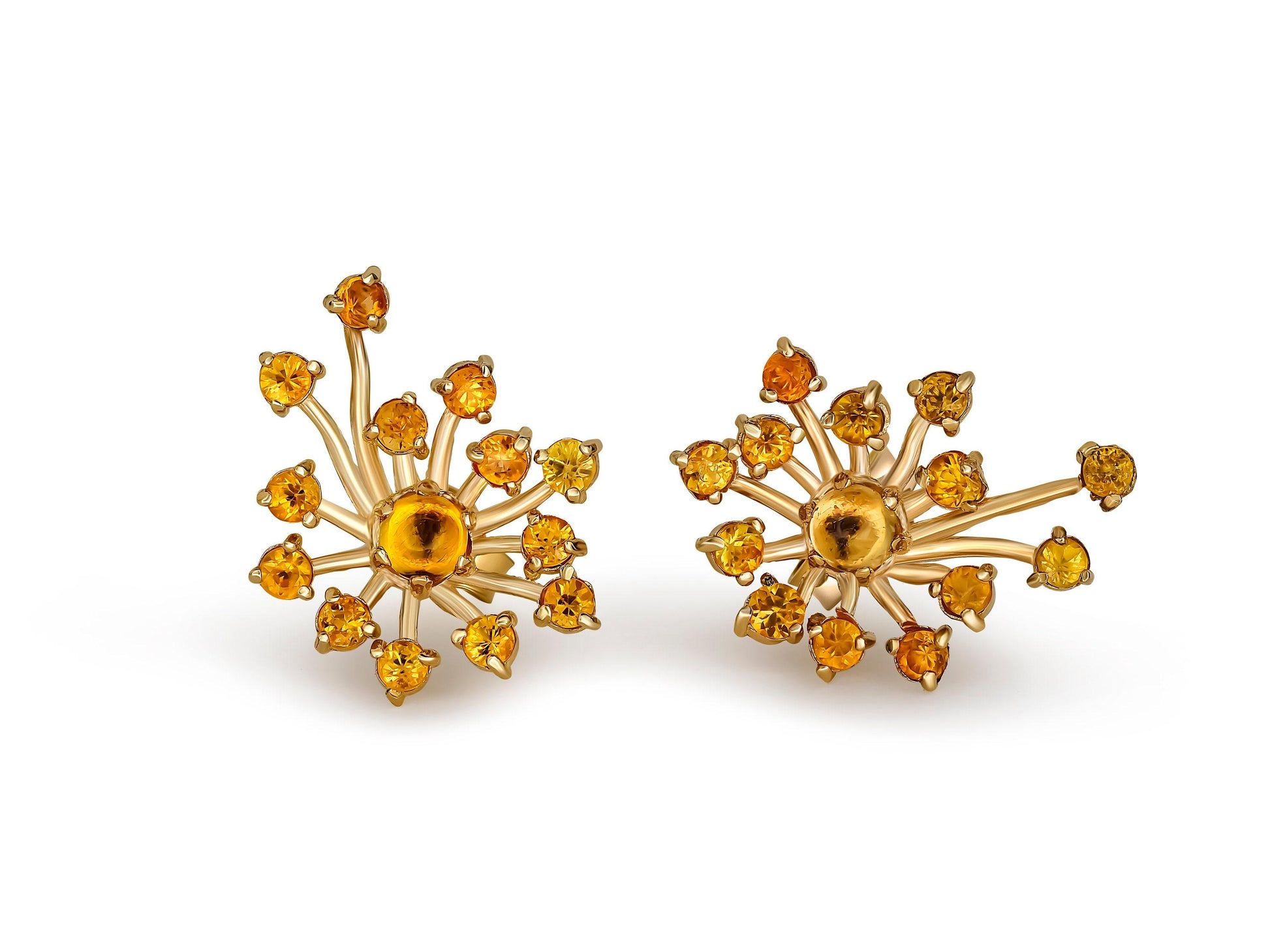Dandelion 14k earrings Studs with sapphires