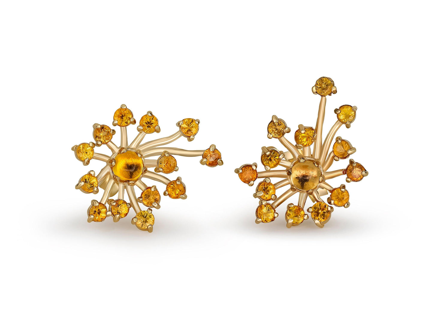 Dandelion 14k earrings Studs with sapphires
