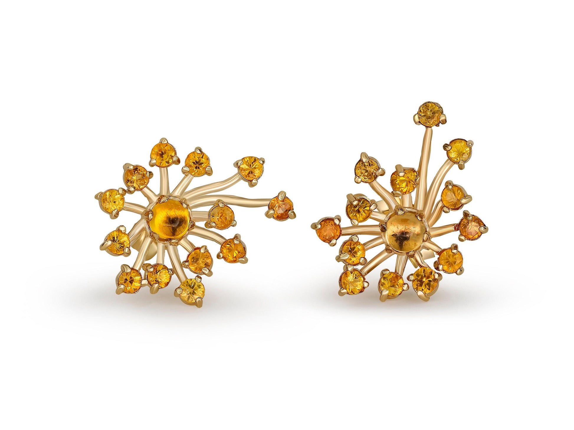 Dandelion 14k earrings Studs with sapphires