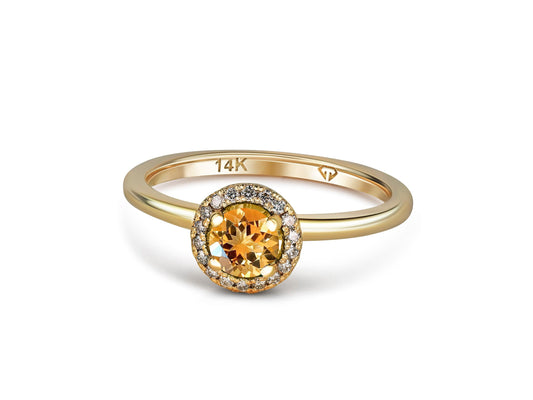 Citrine Ring with Diamonds in 14 Karat Gold