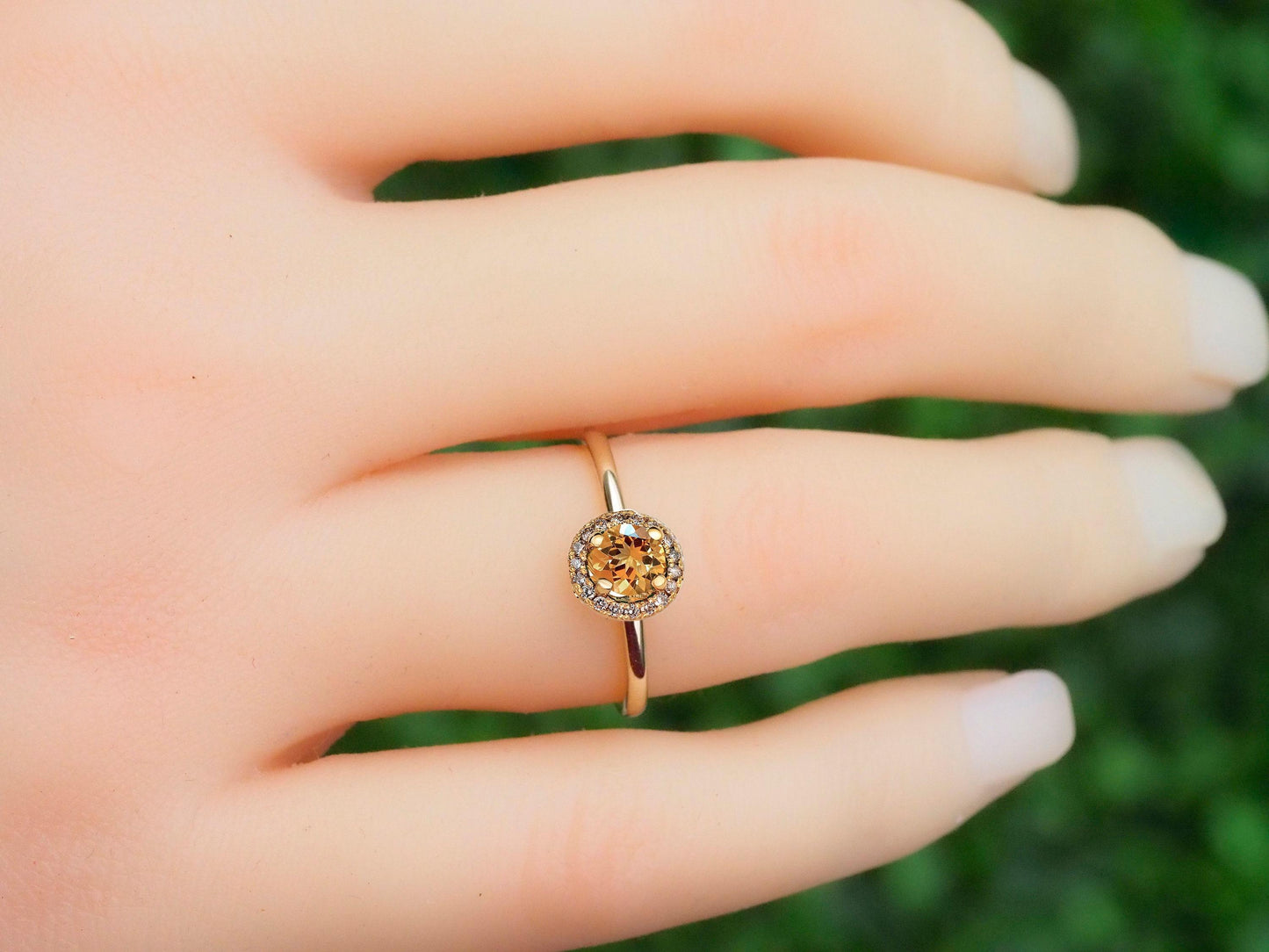 Citrine Ring with Diamonds in 14 Karat Gold