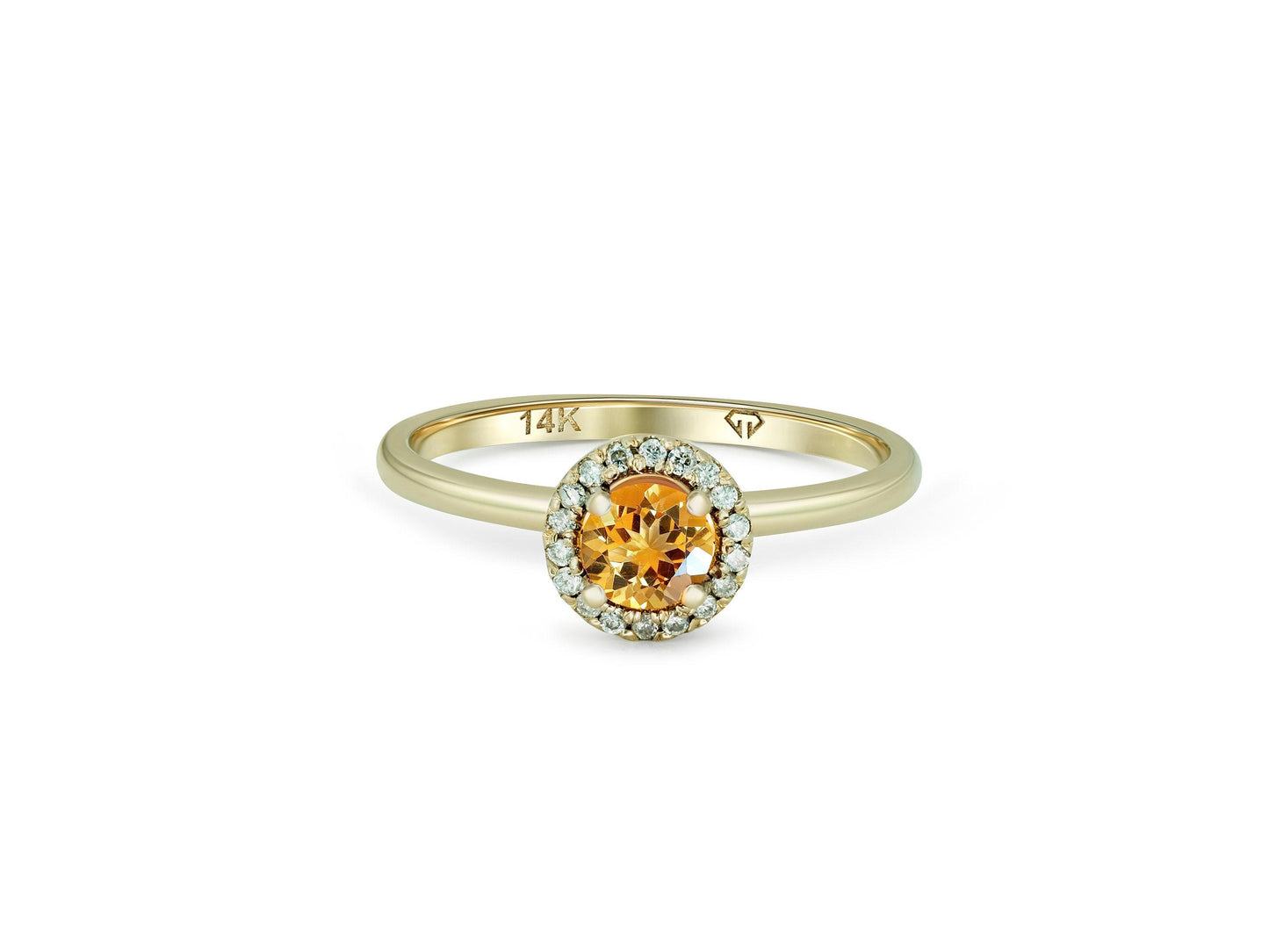 Citrine Ring with Diamonds in 14 Karat Gold