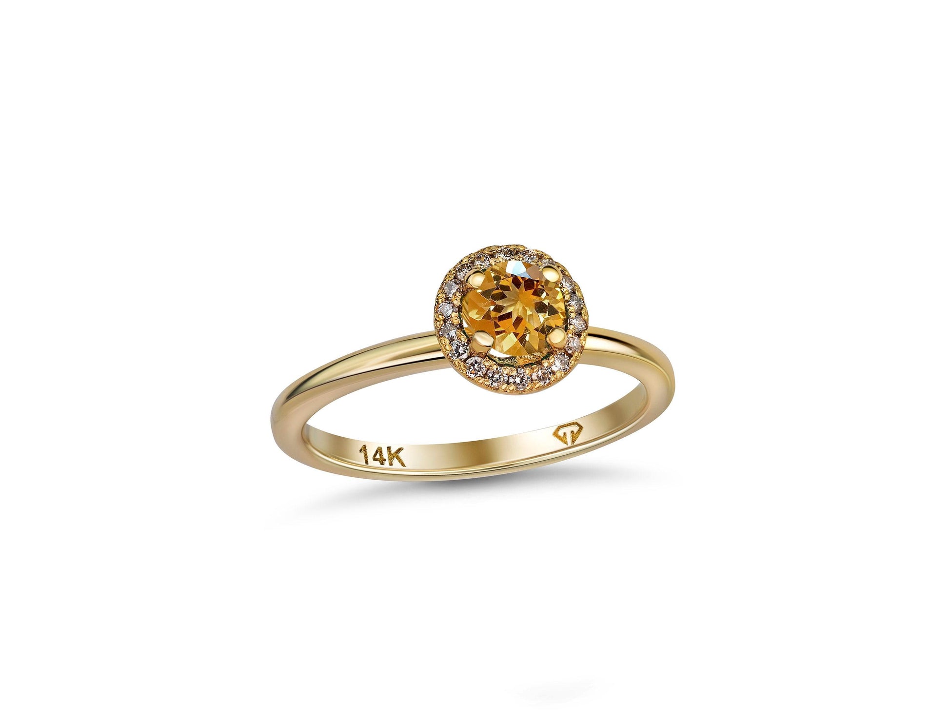 Citrine Ring with Diamonds in 14 Karat Gold