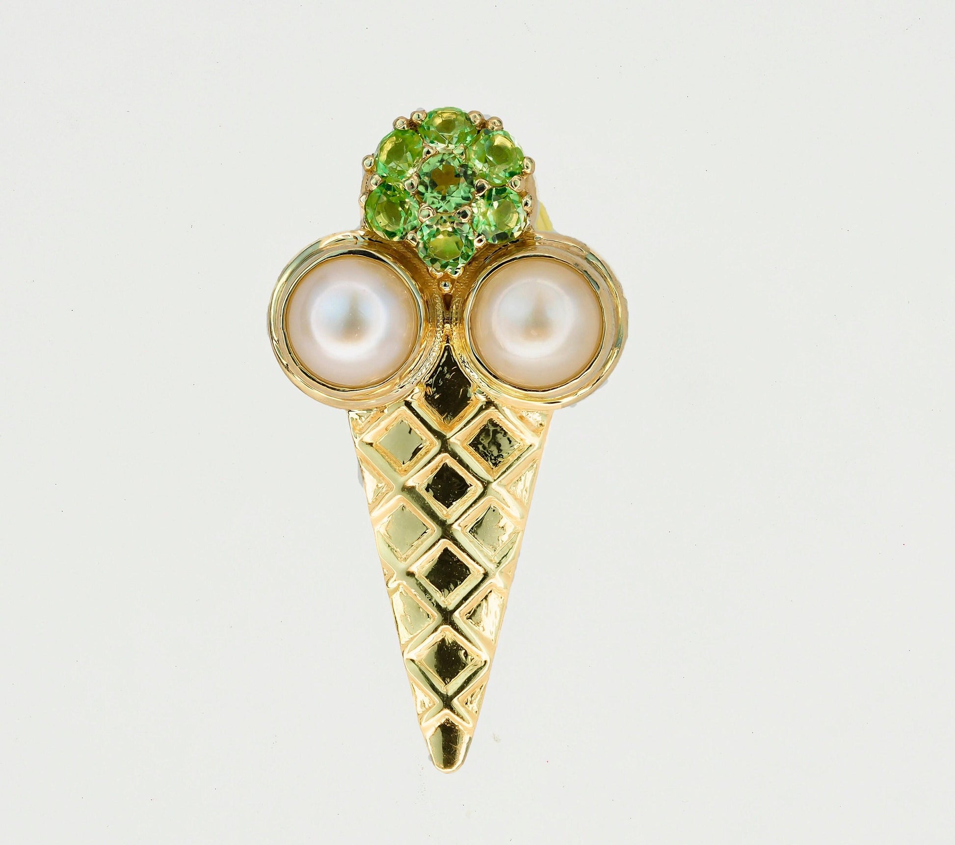 Ice cream 14k gold pendant, food pendant