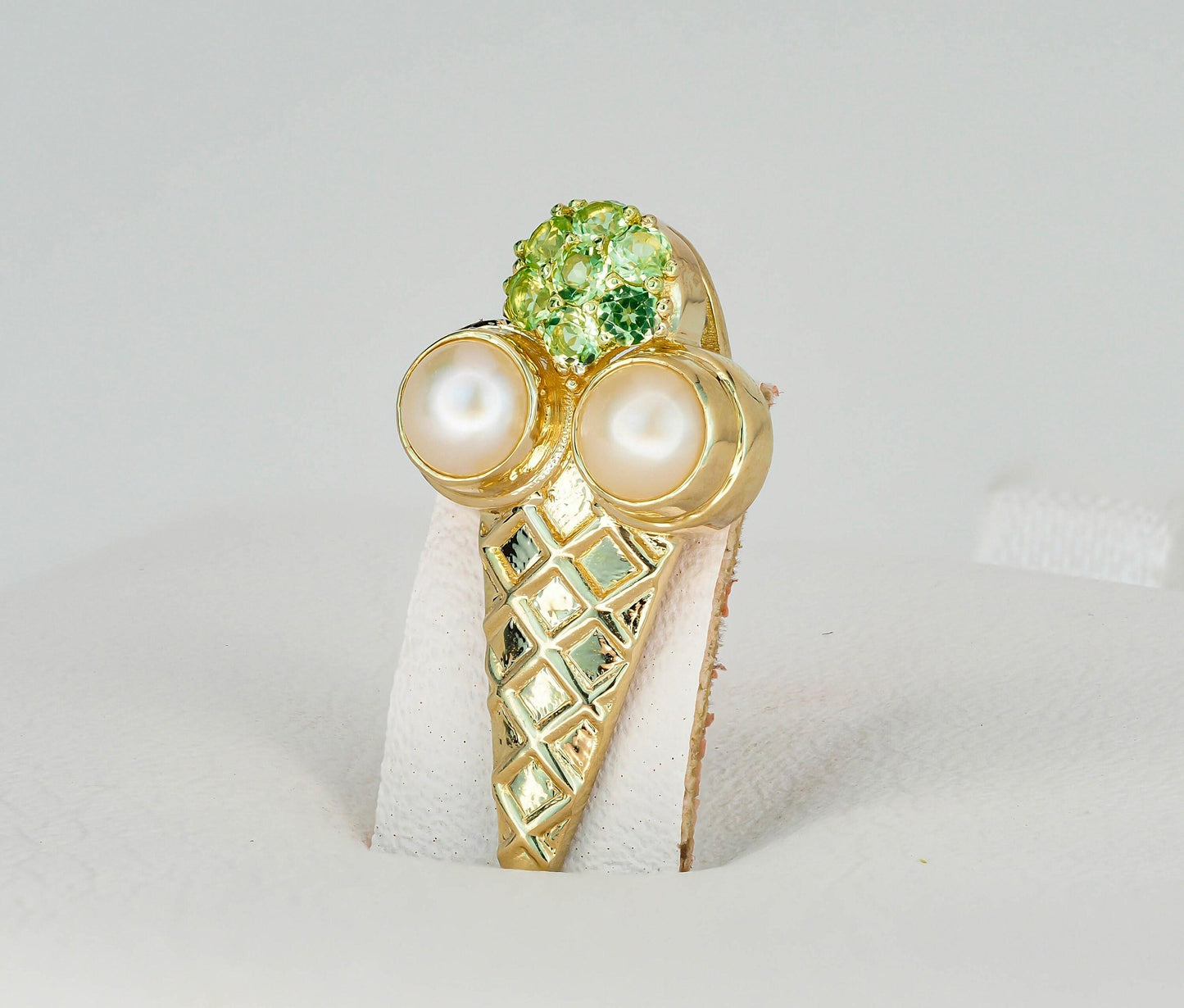 Ice cream 14k gold pendant, food pendant