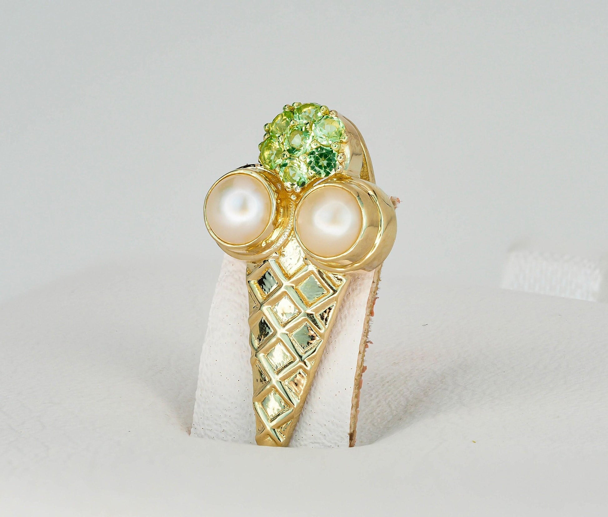 Ice cream 14k gold pendant, food pendant