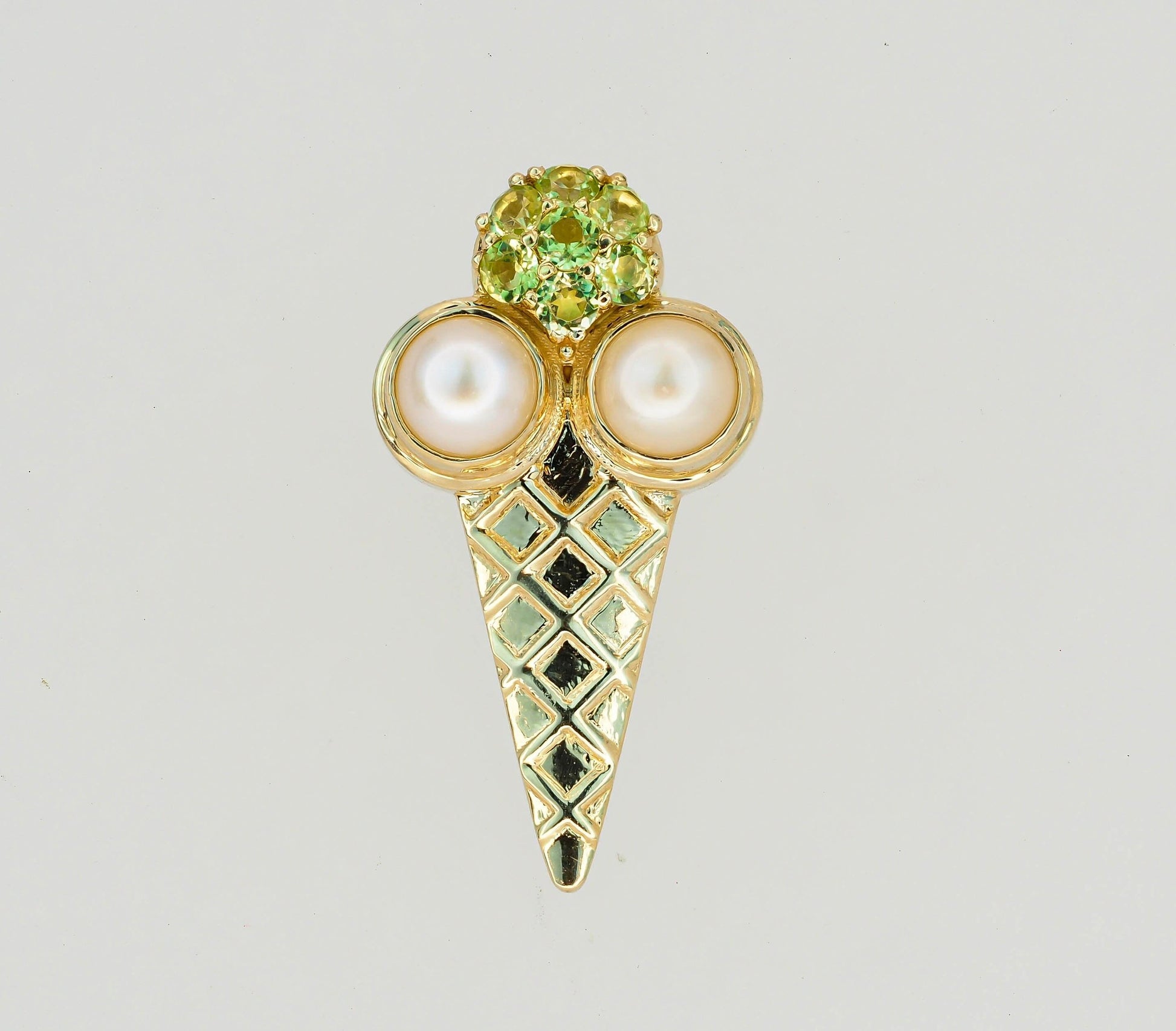 Ice cream 14k gold pendant, food pendant