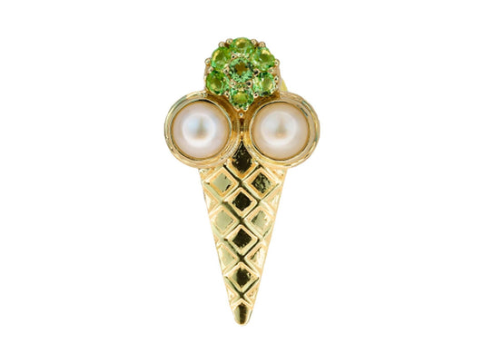 Ice cream 14k gold pendant, food pendant