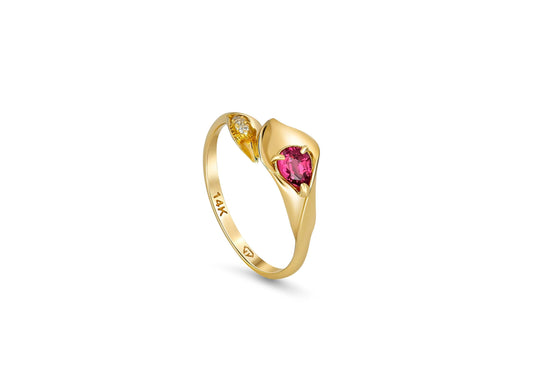 Lily calla 14k gold ring