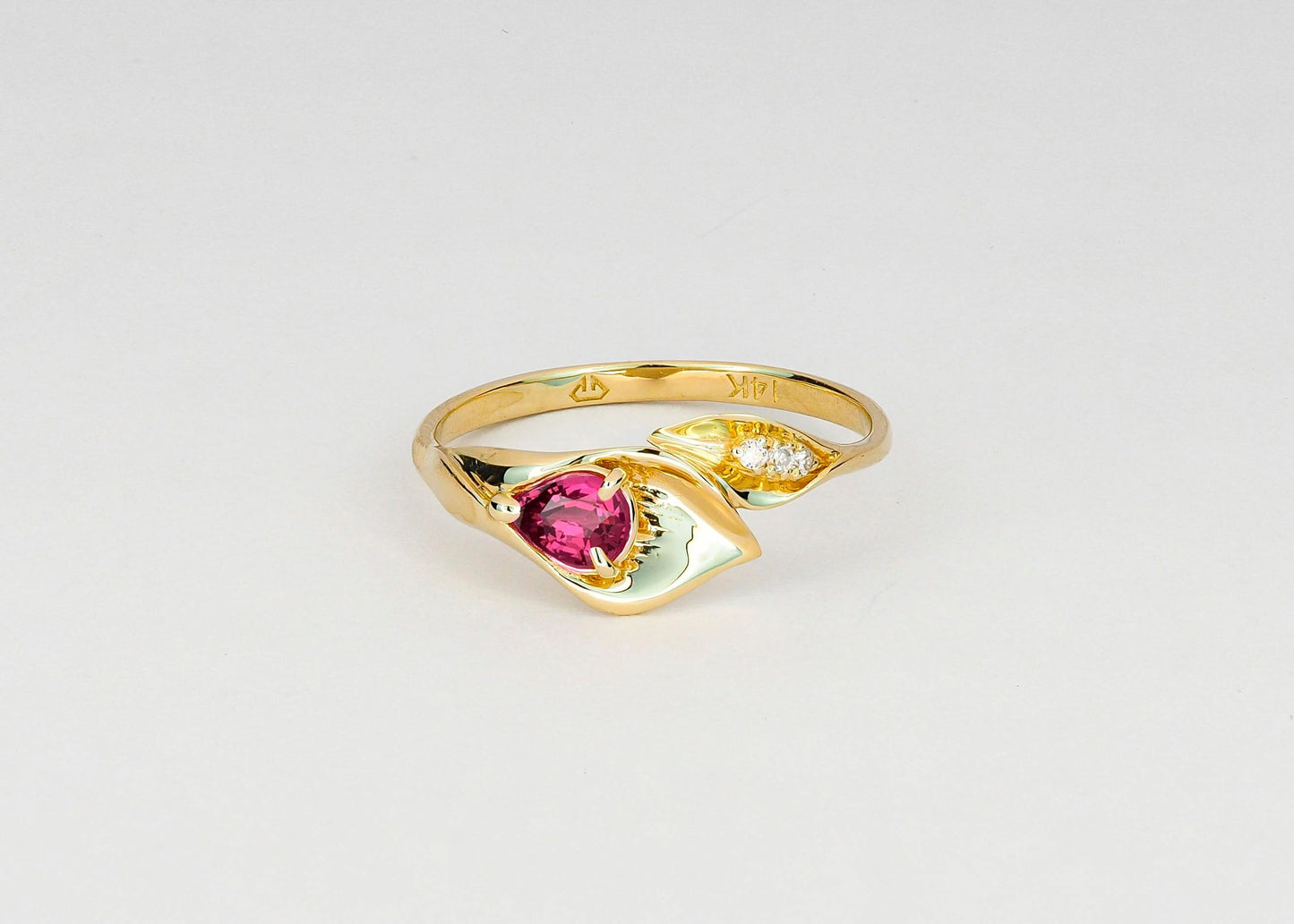 Lily calla 14k gold ring