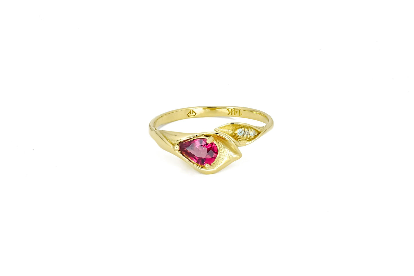Lily calla 14k gold ring