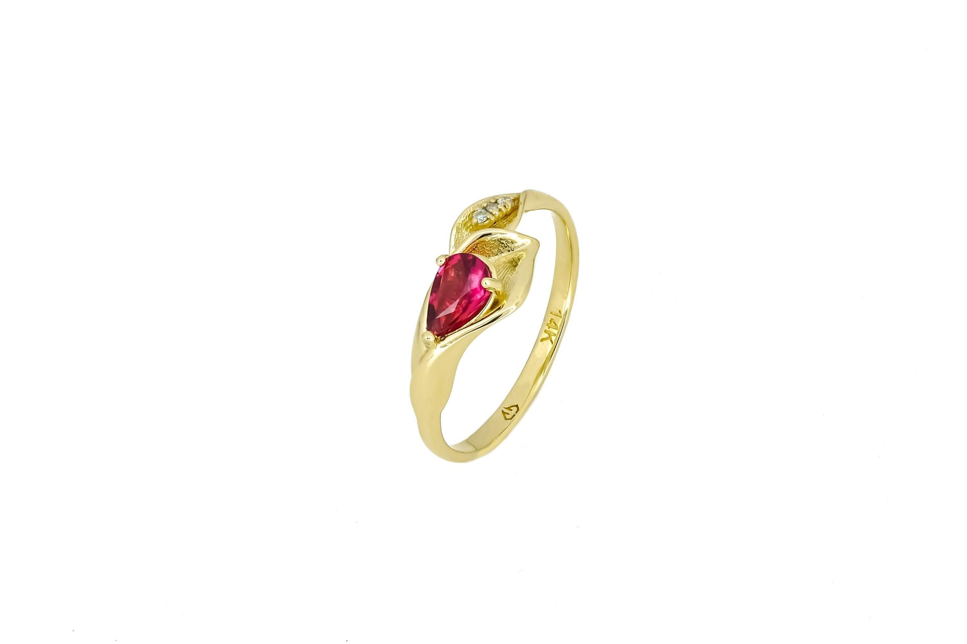 Lily calla 14k gold ring