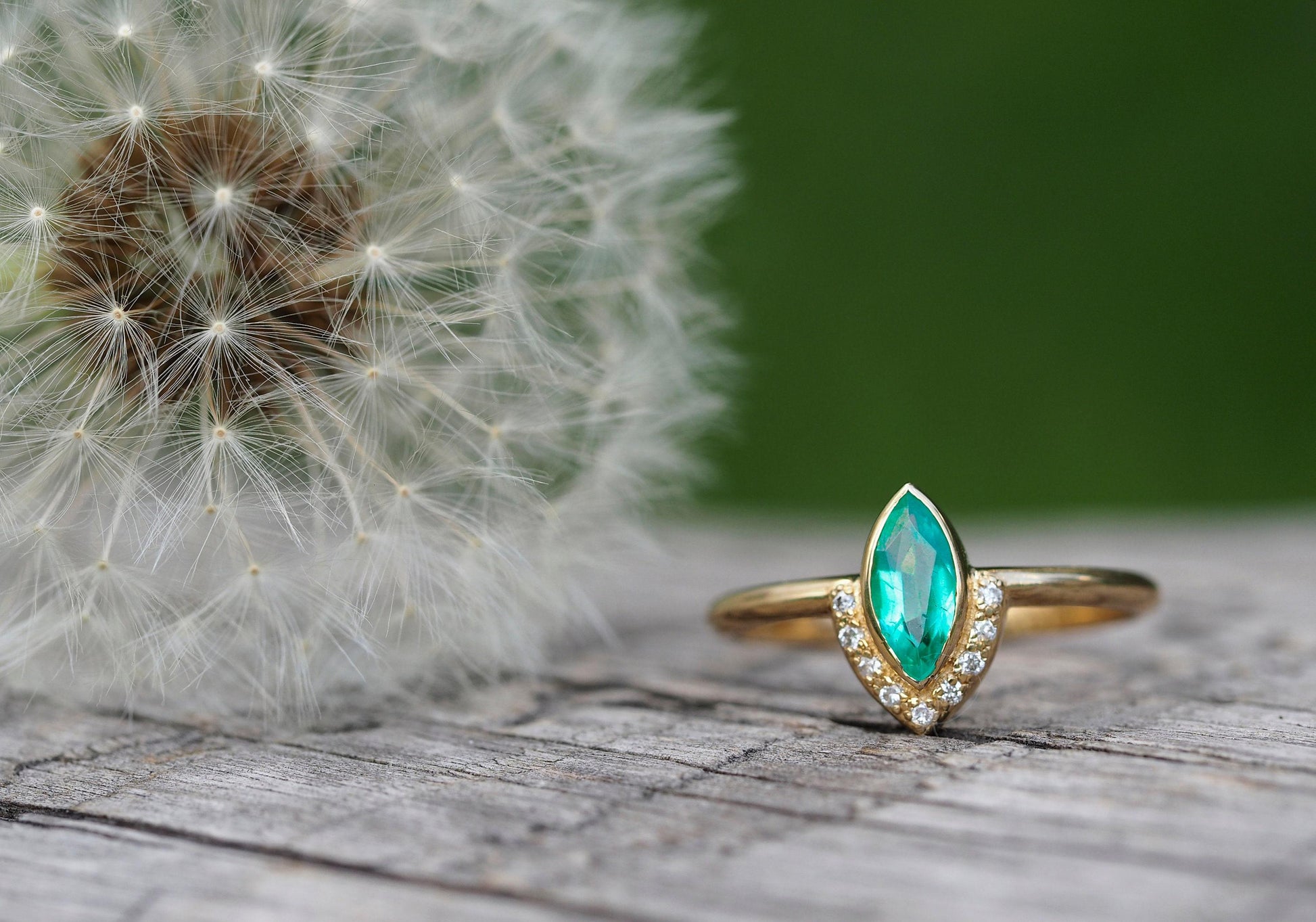 Marquise Emerald 14k gold Ring