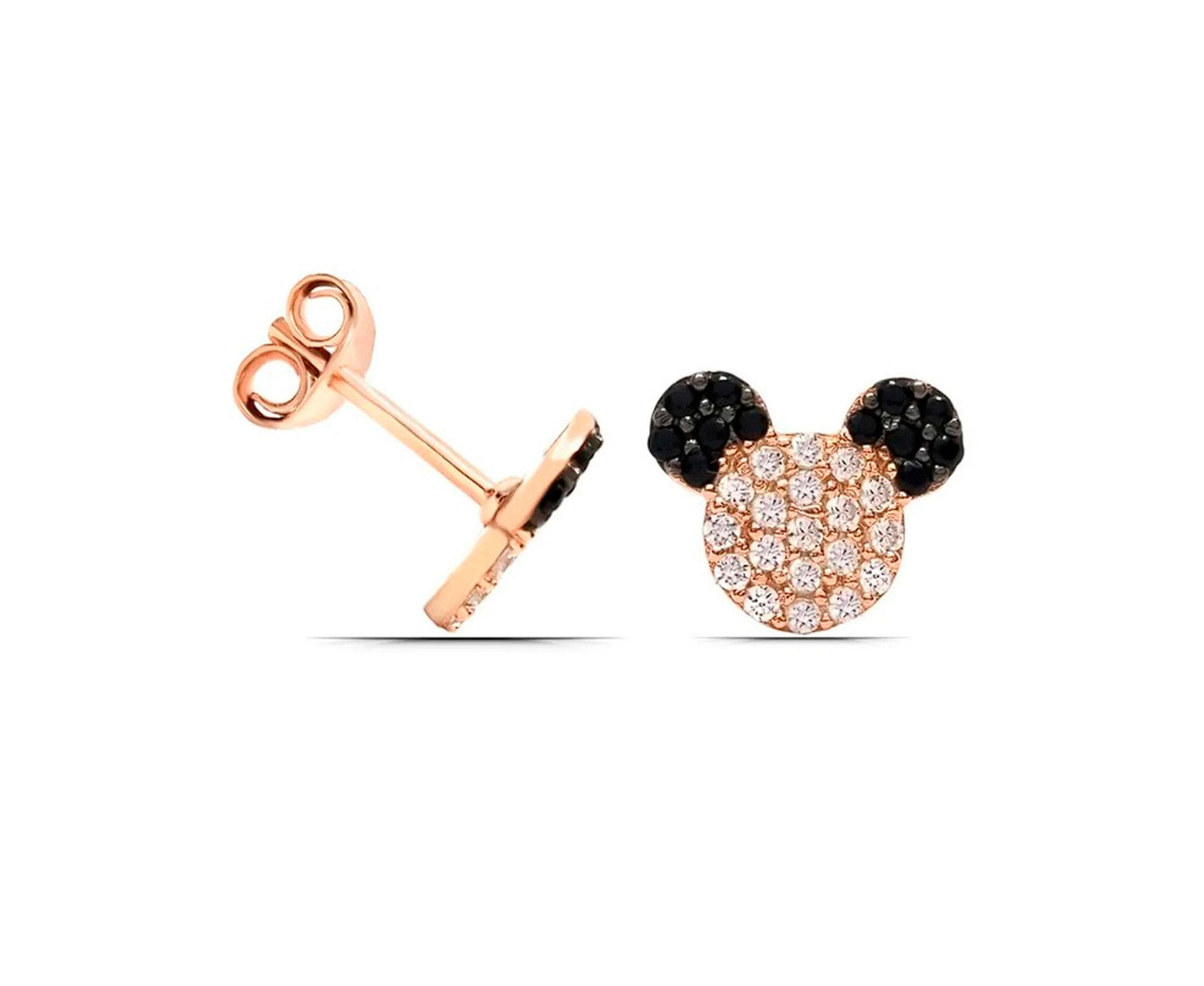 Minnie Mouse 14k gold Earrings Studs with gemstones.