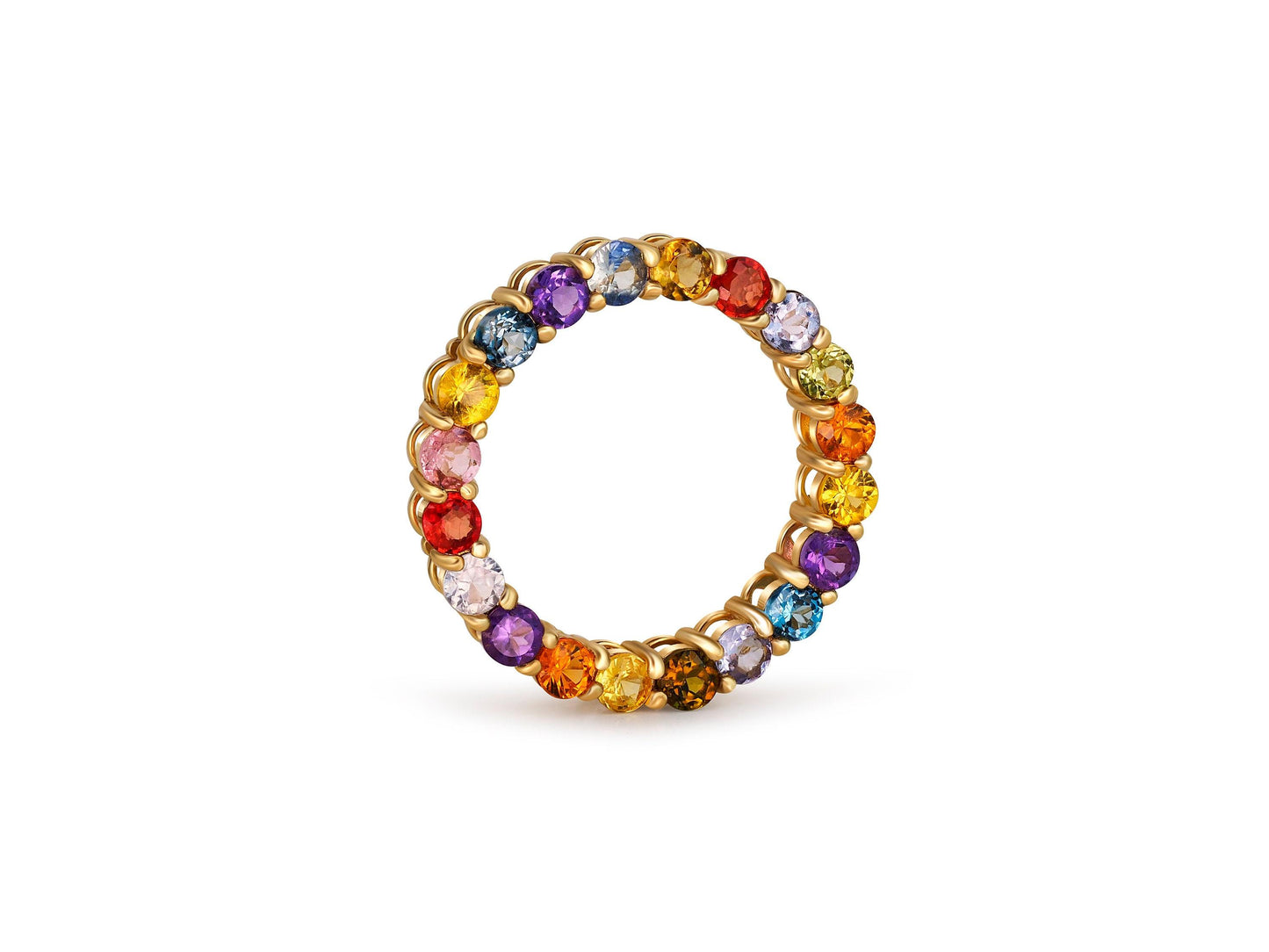 Multicolor gemstones Full Eternity Pendant in 14k gold