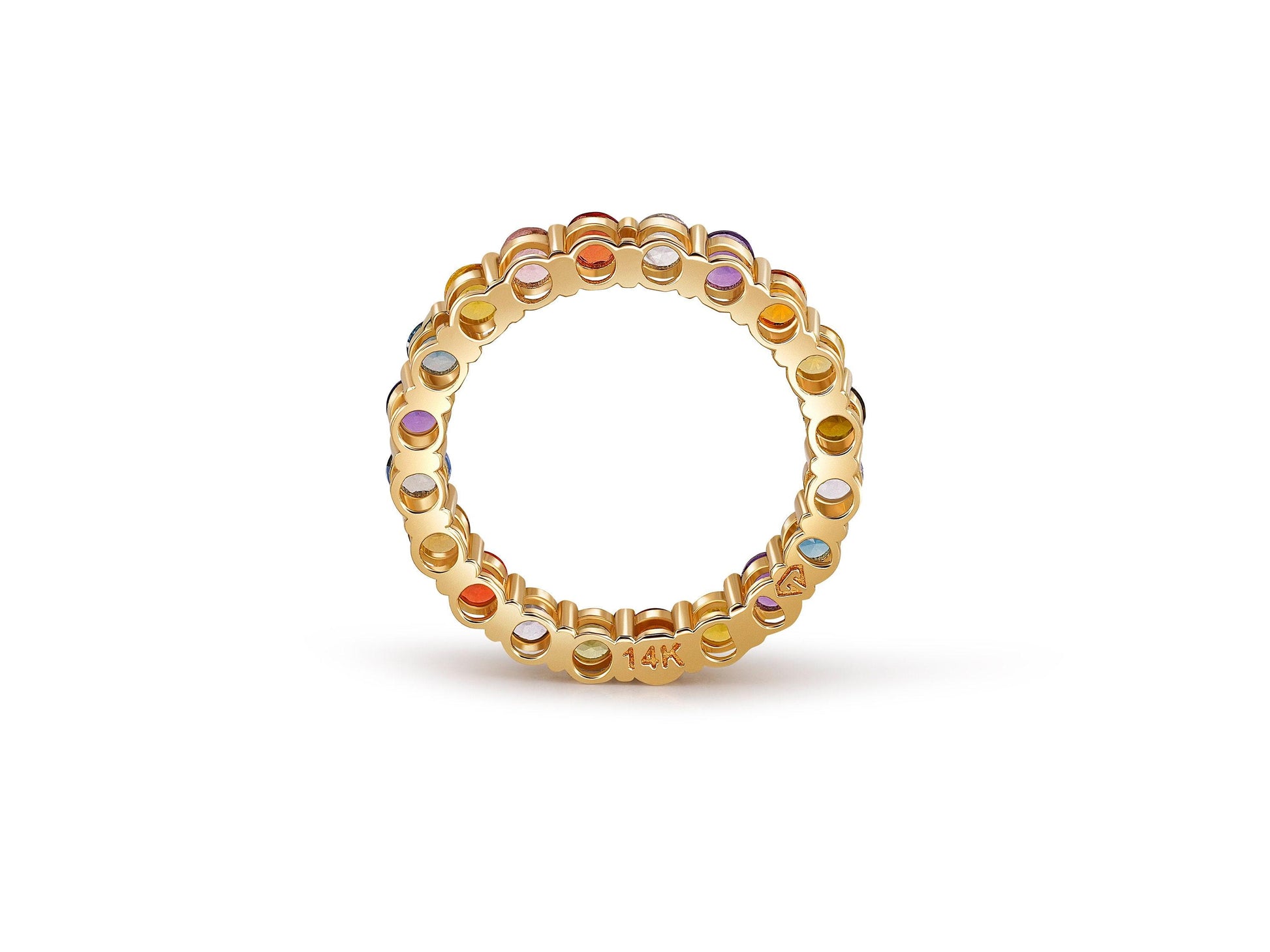 Multicolor gemstones Full Eternity Pendant in 14k gold